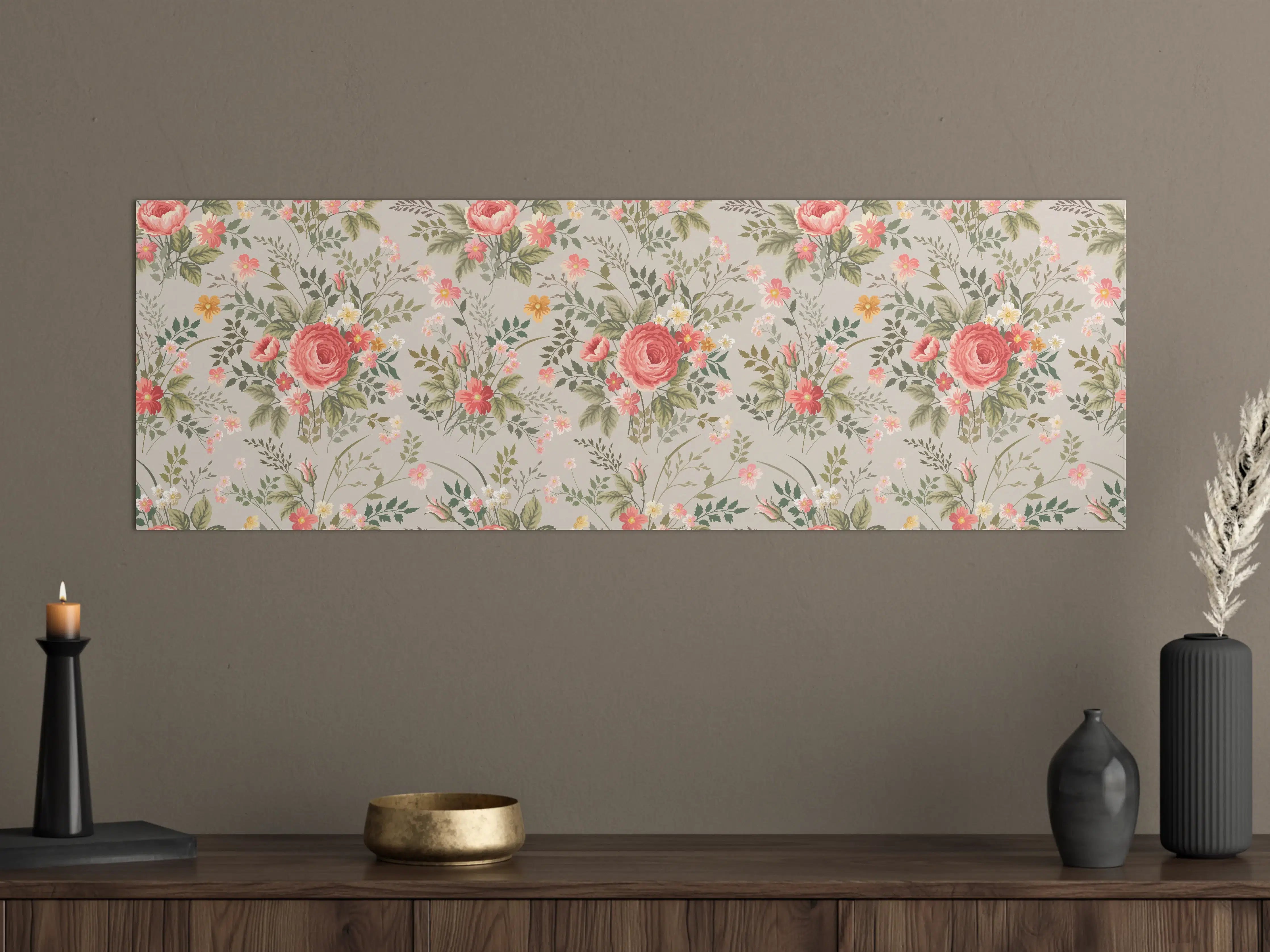 Große Wandbilder - Vintage Pfirsich-Blumenmuster