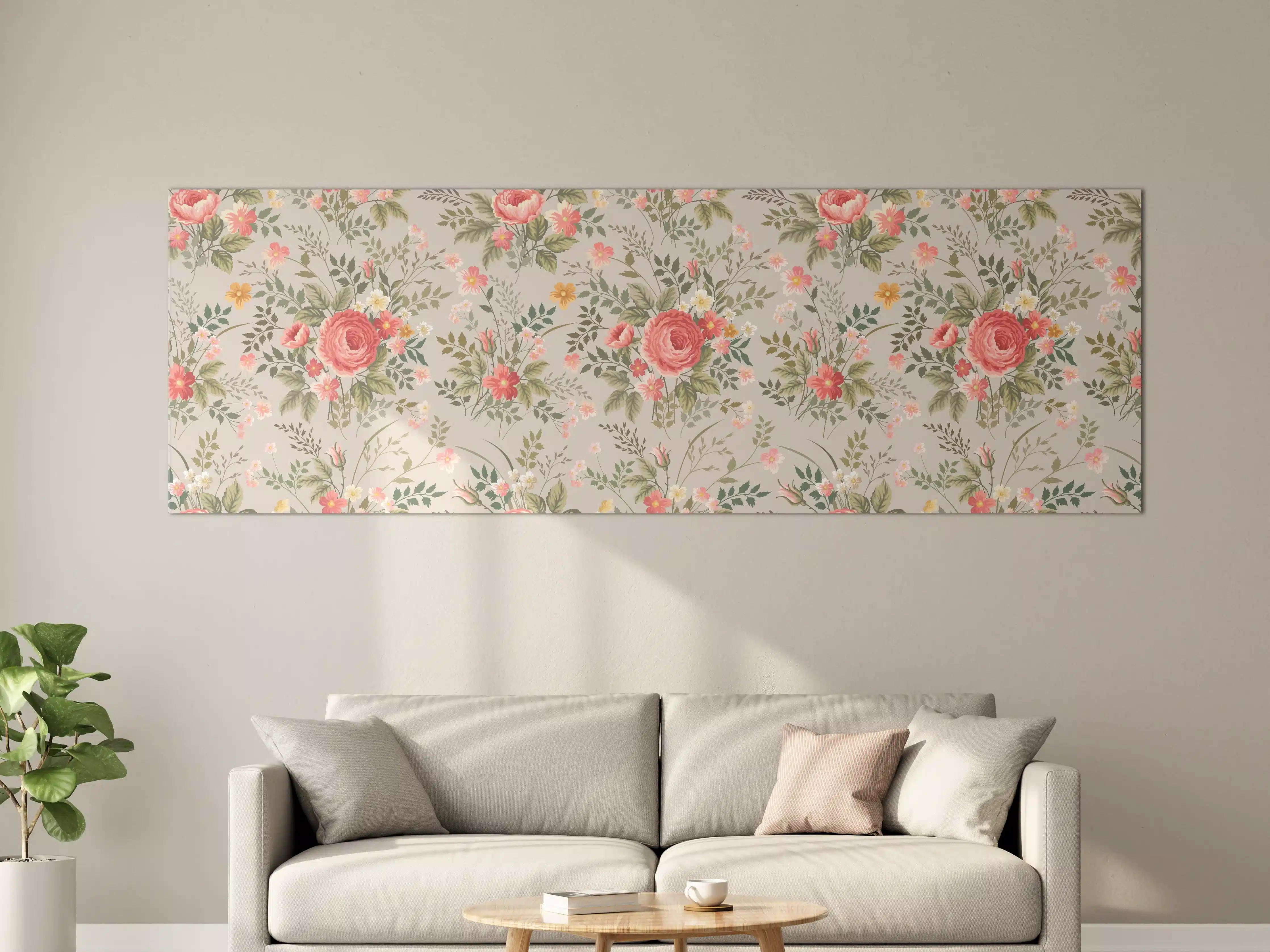 Große Wandbilder - Vintage Pfirsich-Blumenmuster