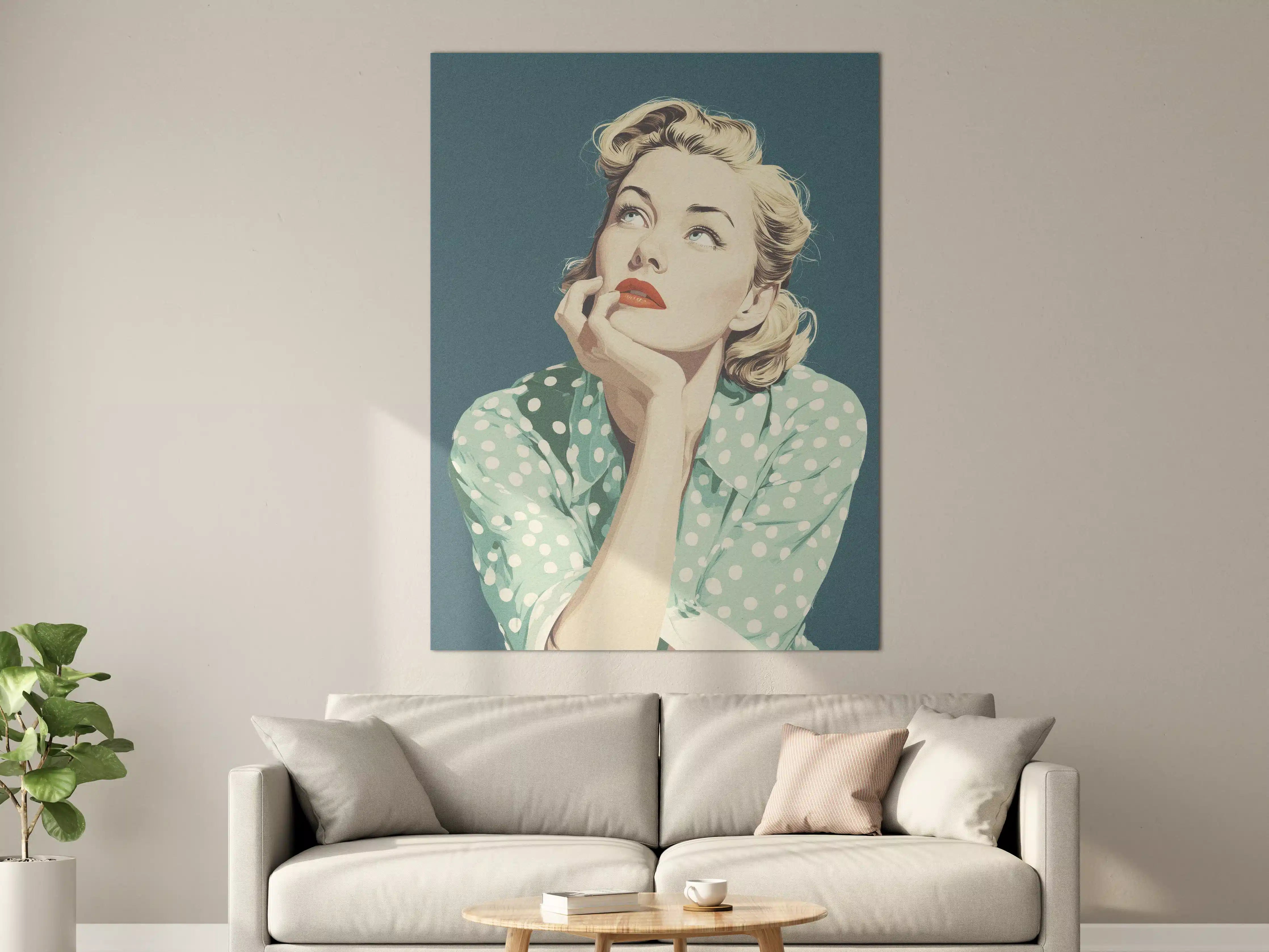 Große Wandbilder - Vintage-Prophetin in Polka-Dot-Bluse