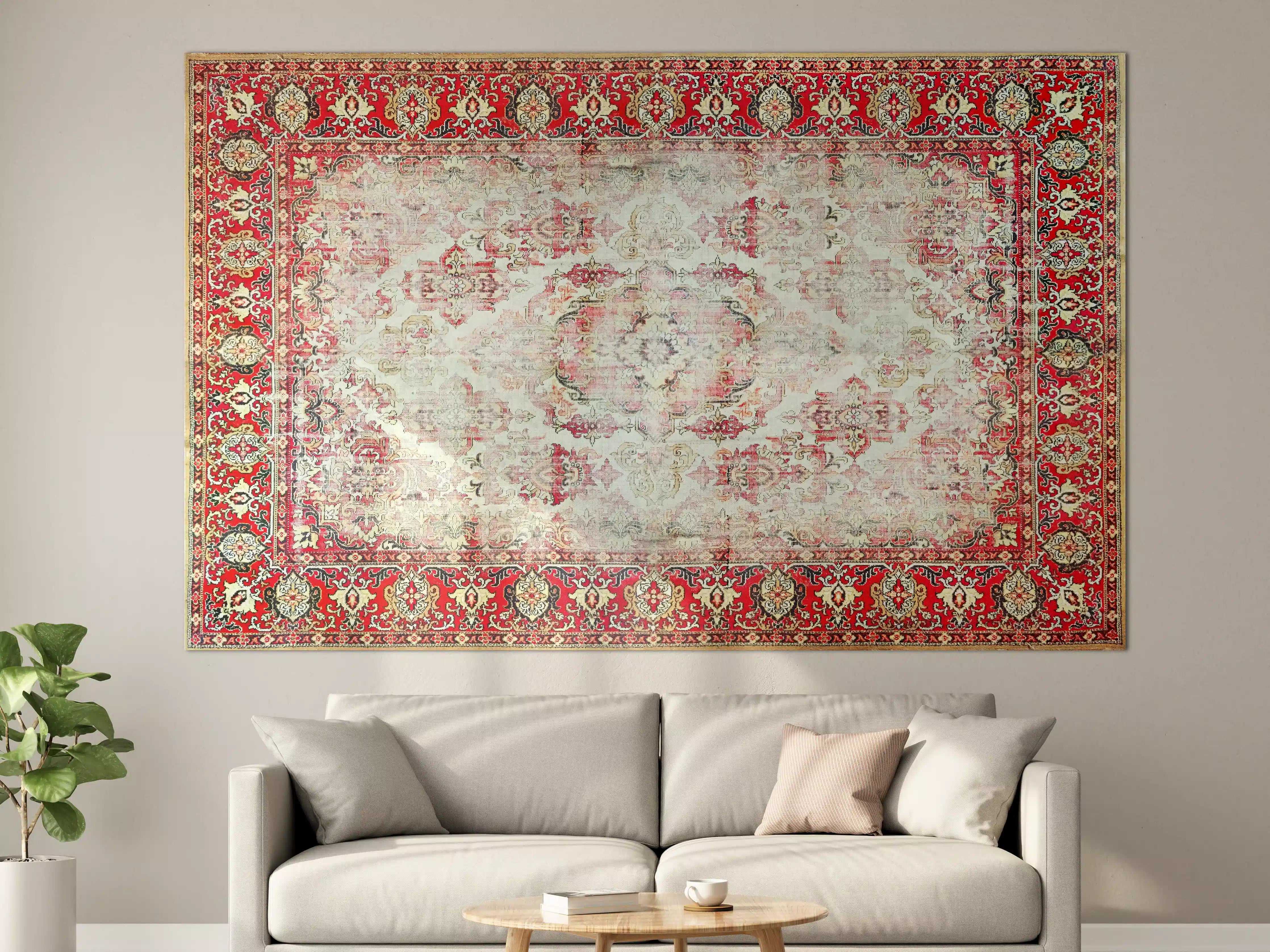 Große Wandbilder - Vintage-Rot-Beige-Ornamentteppich