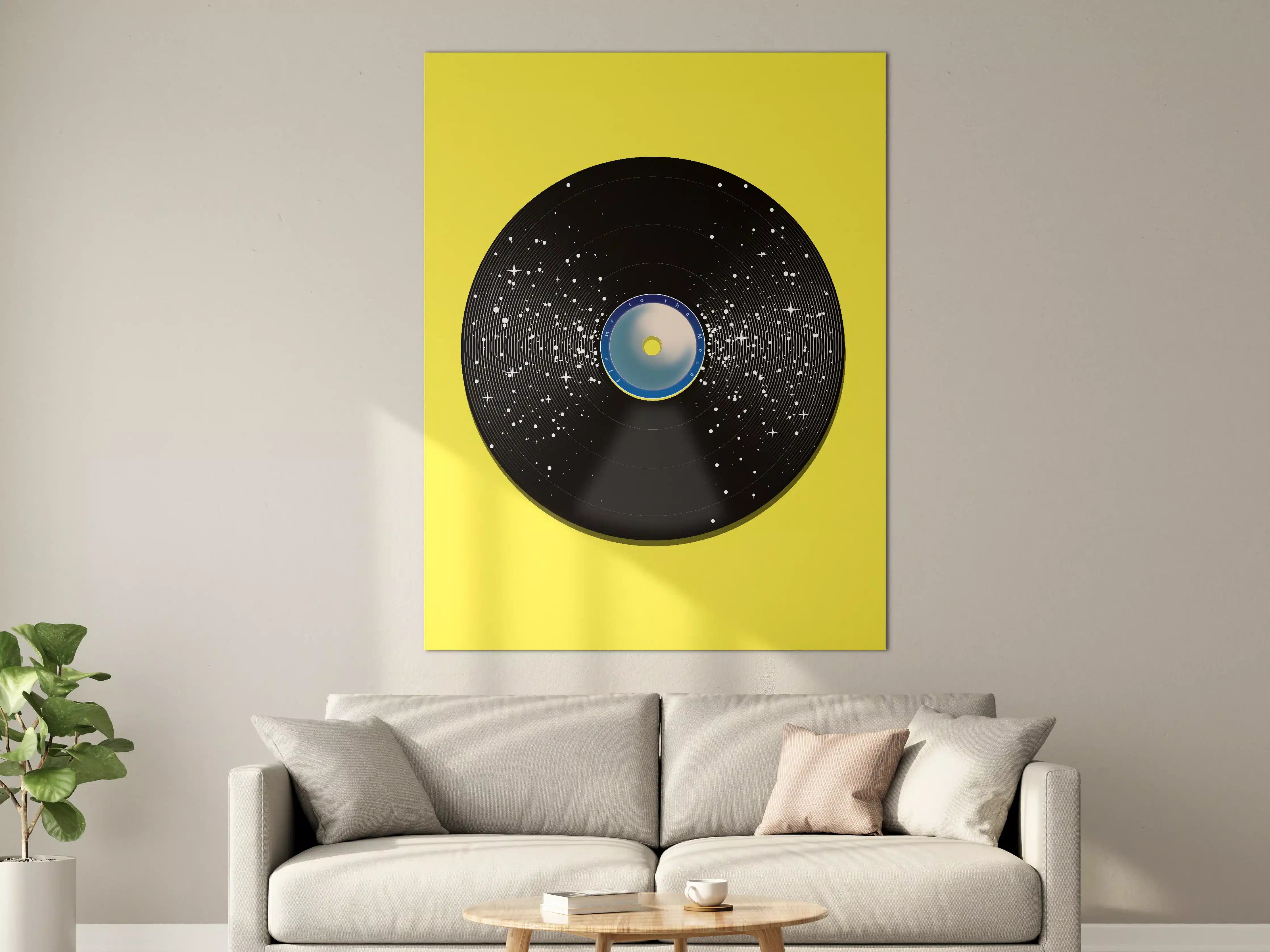 Große Wandbilder - Vinyl-Plattenspieler mit Sternenhimmel-Design