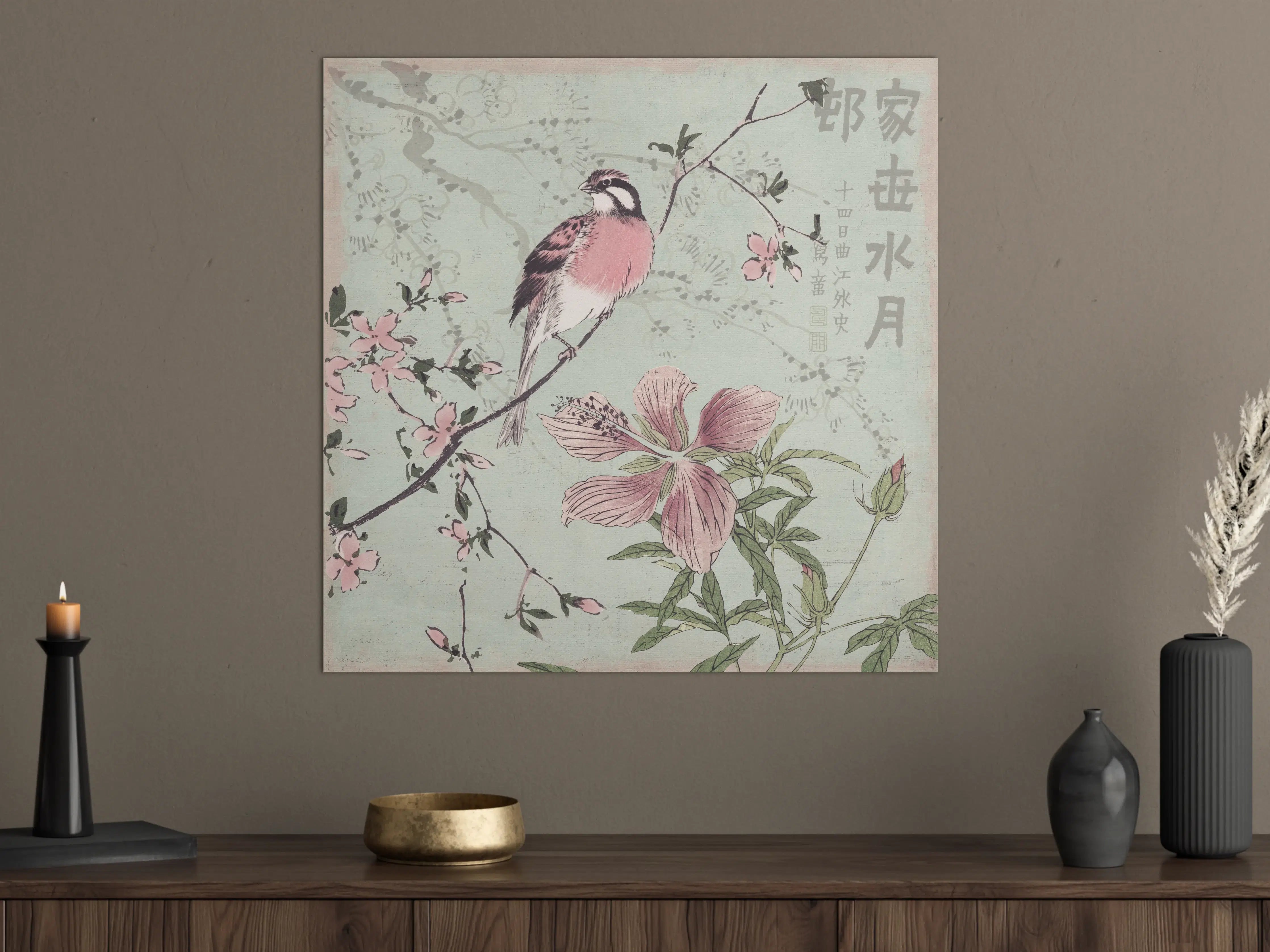 Große Wandbilder - Vogel Zeichnung - Floral