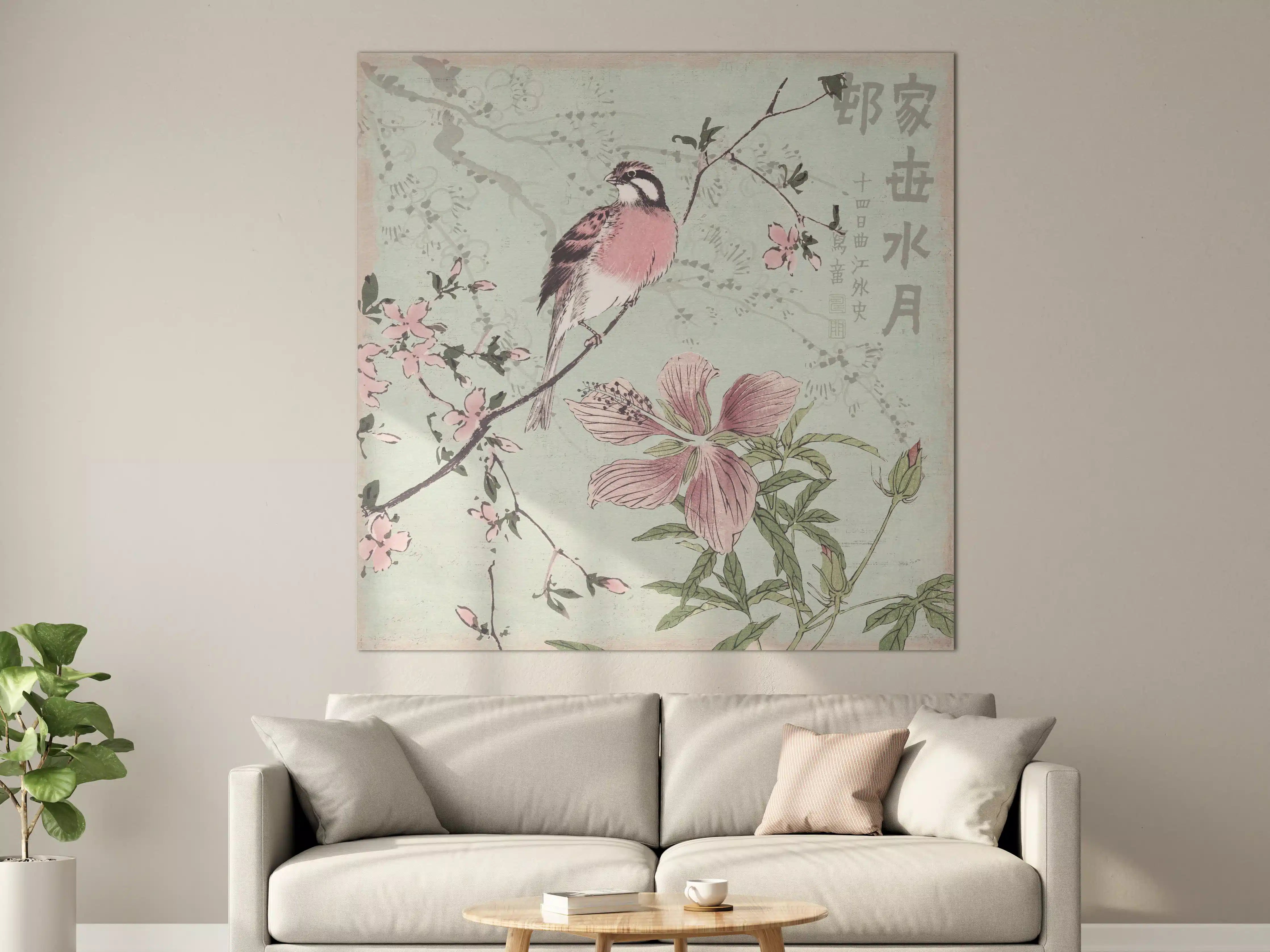 Große Wandbilder - Vogel Zeichnung - Floral