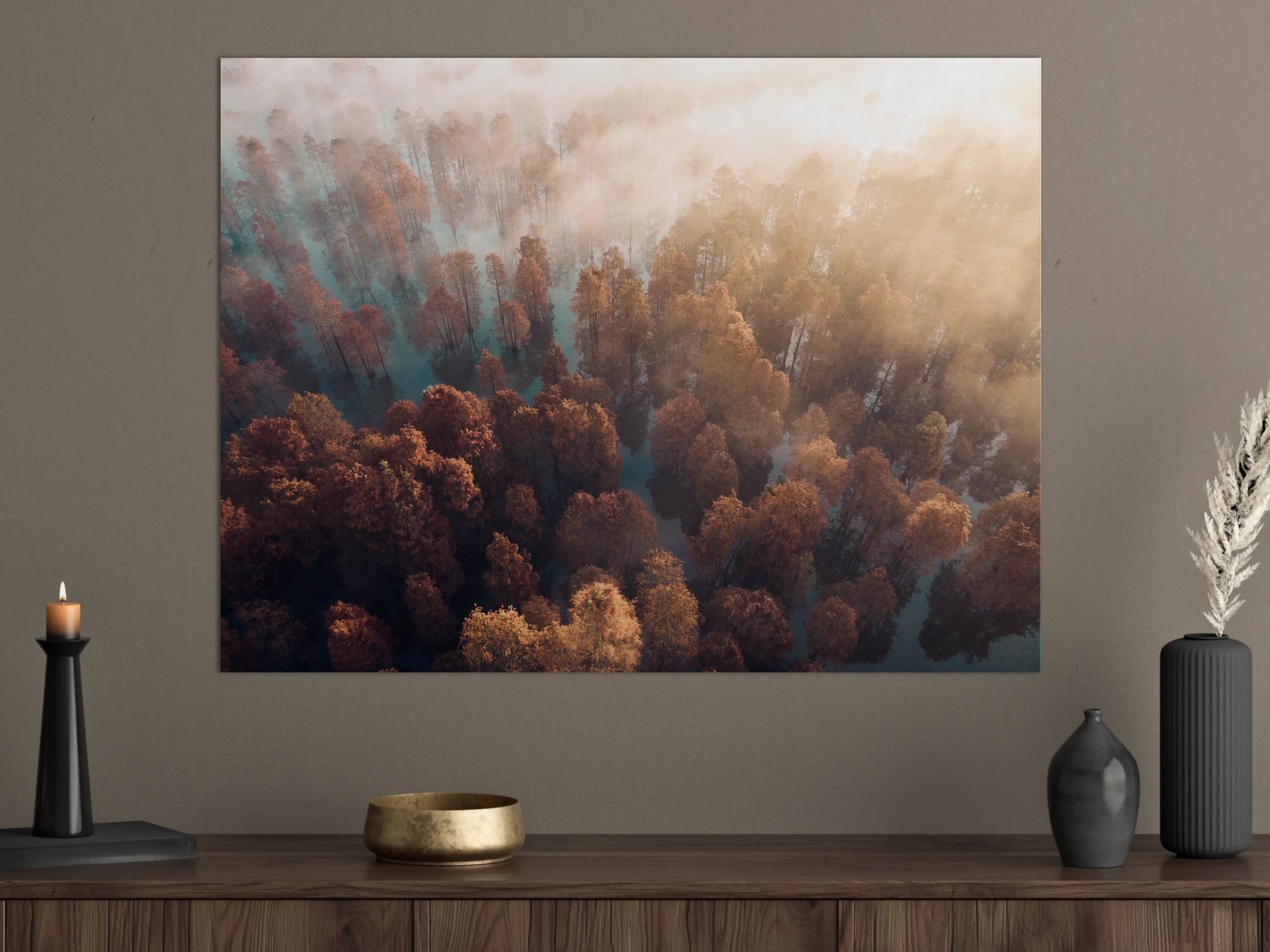 Große Wandbilder - Vogelperspektive - Wald im Herbst