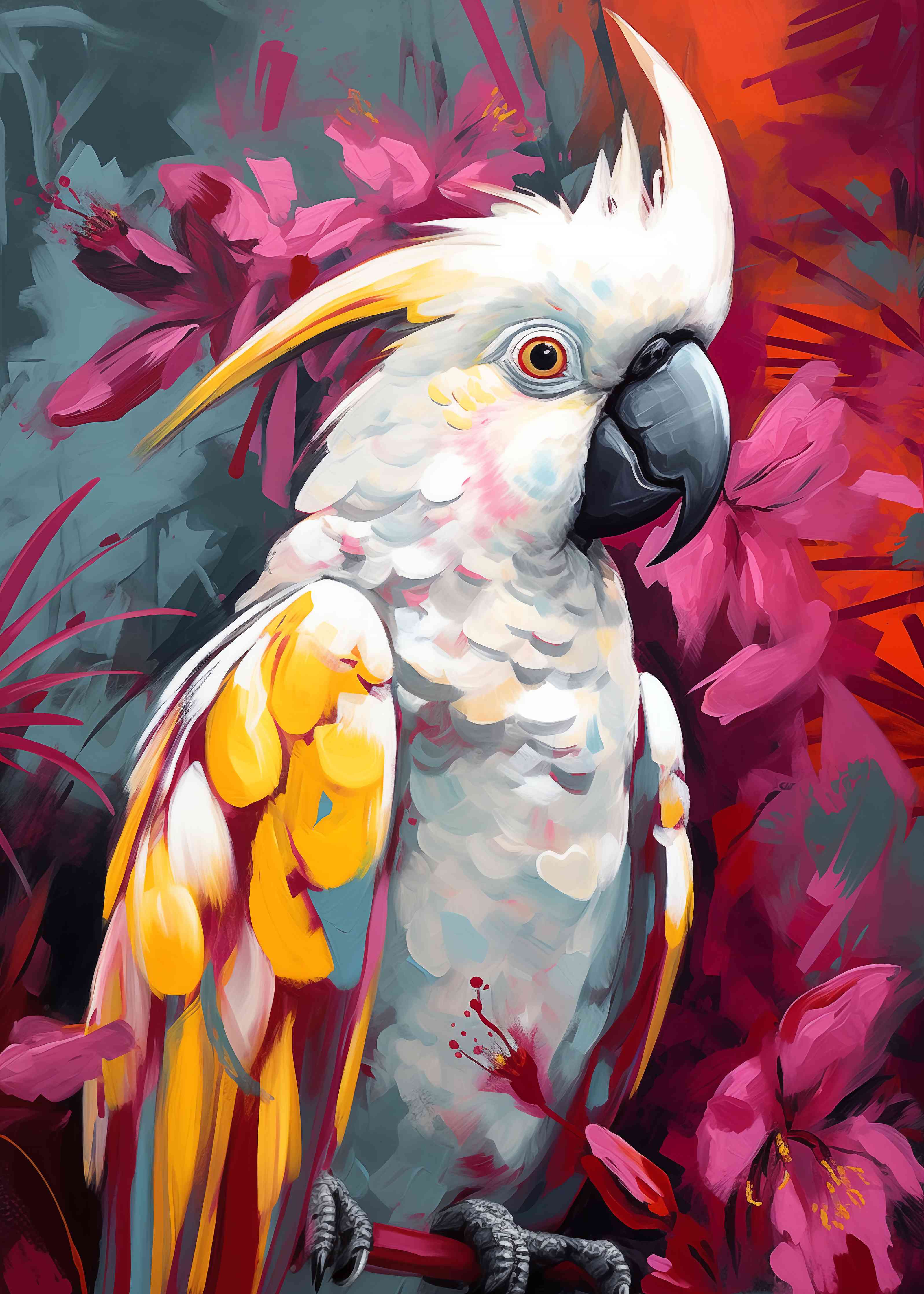 Große Wandbilder-Vogelportrait mit bunten Federn
