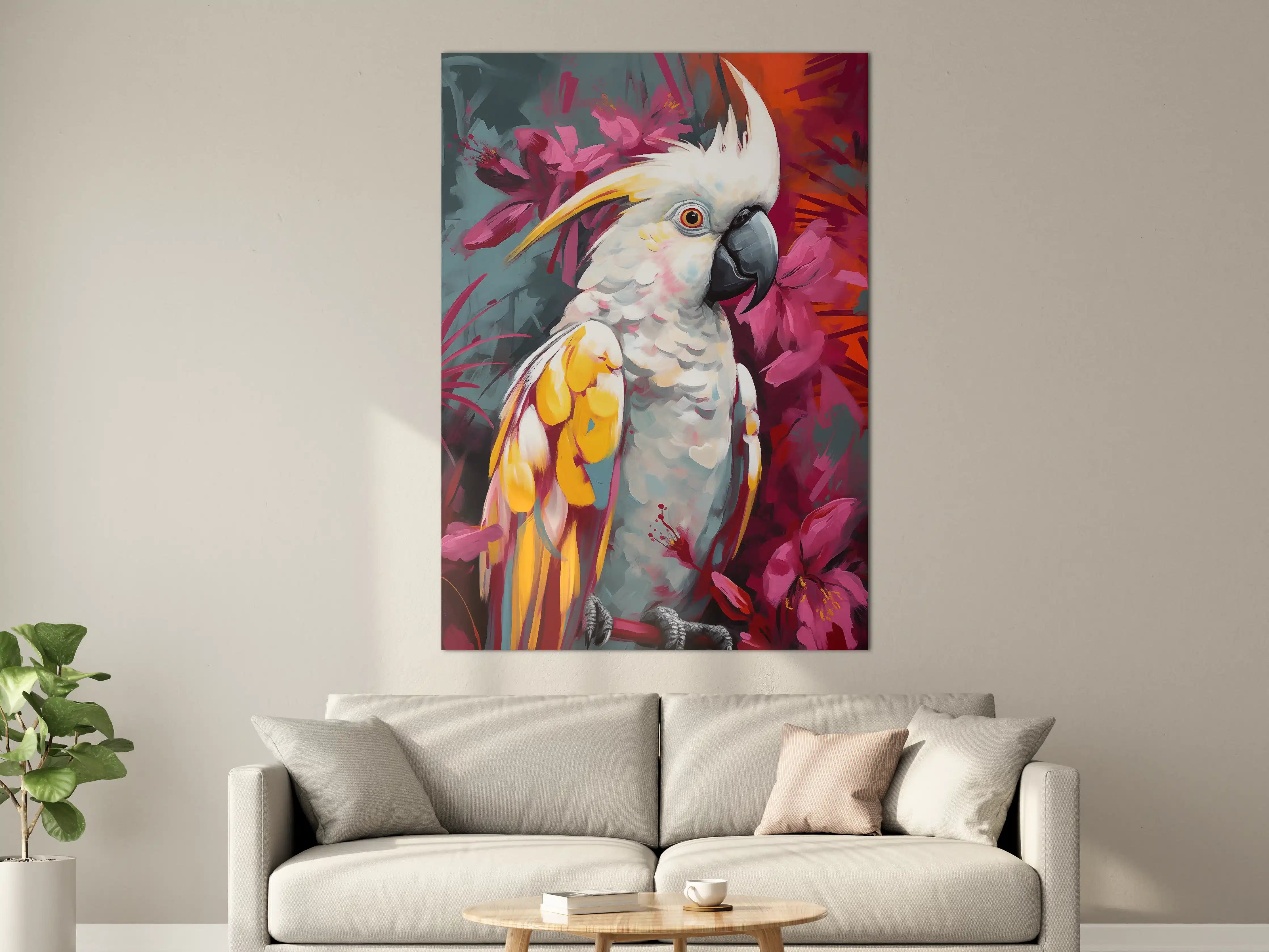 Große Wandbilder - Vogelportrait mit bunten Federn