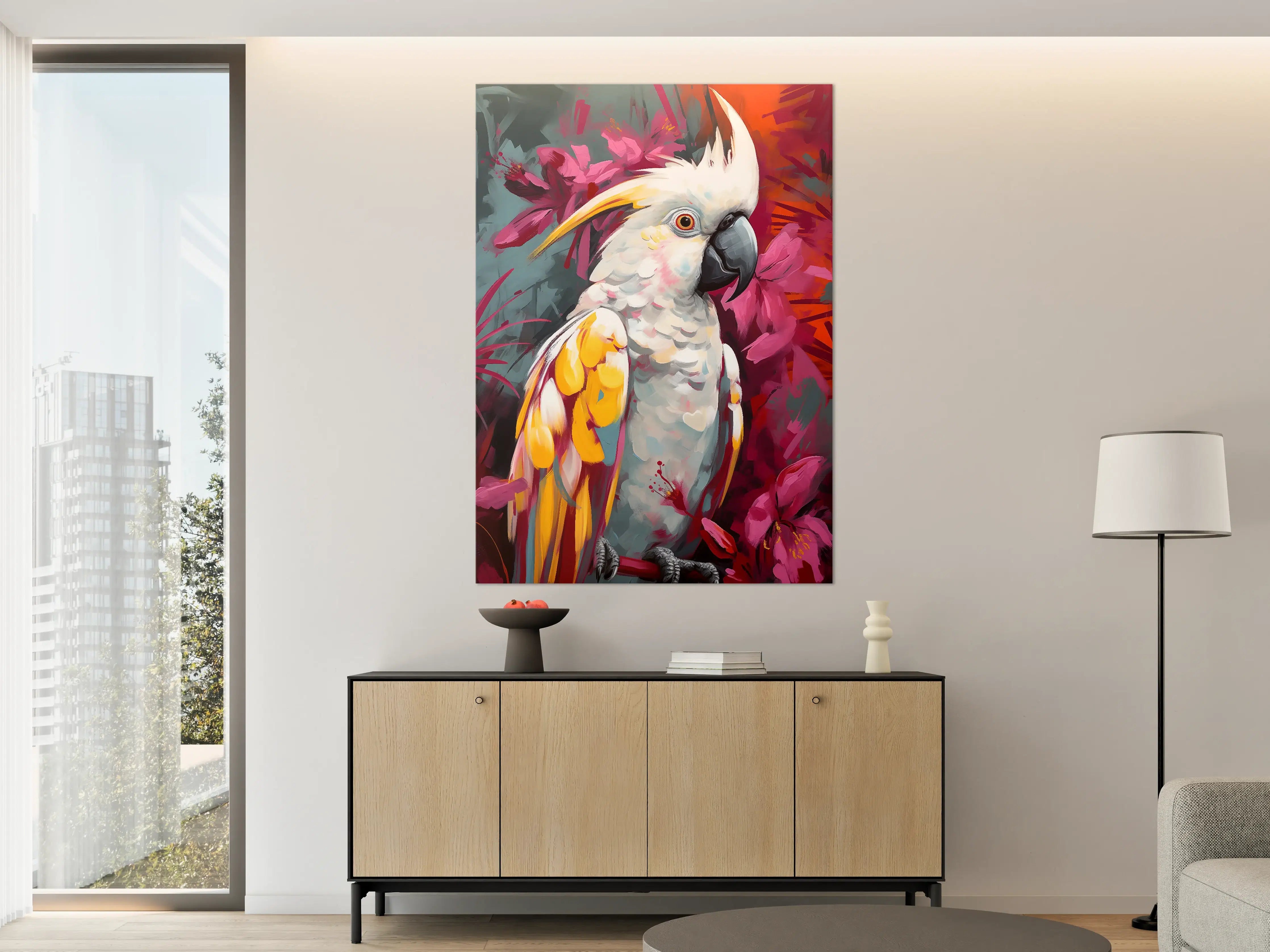 Große Wandbilder - Vogelportrait mit bunten Federn