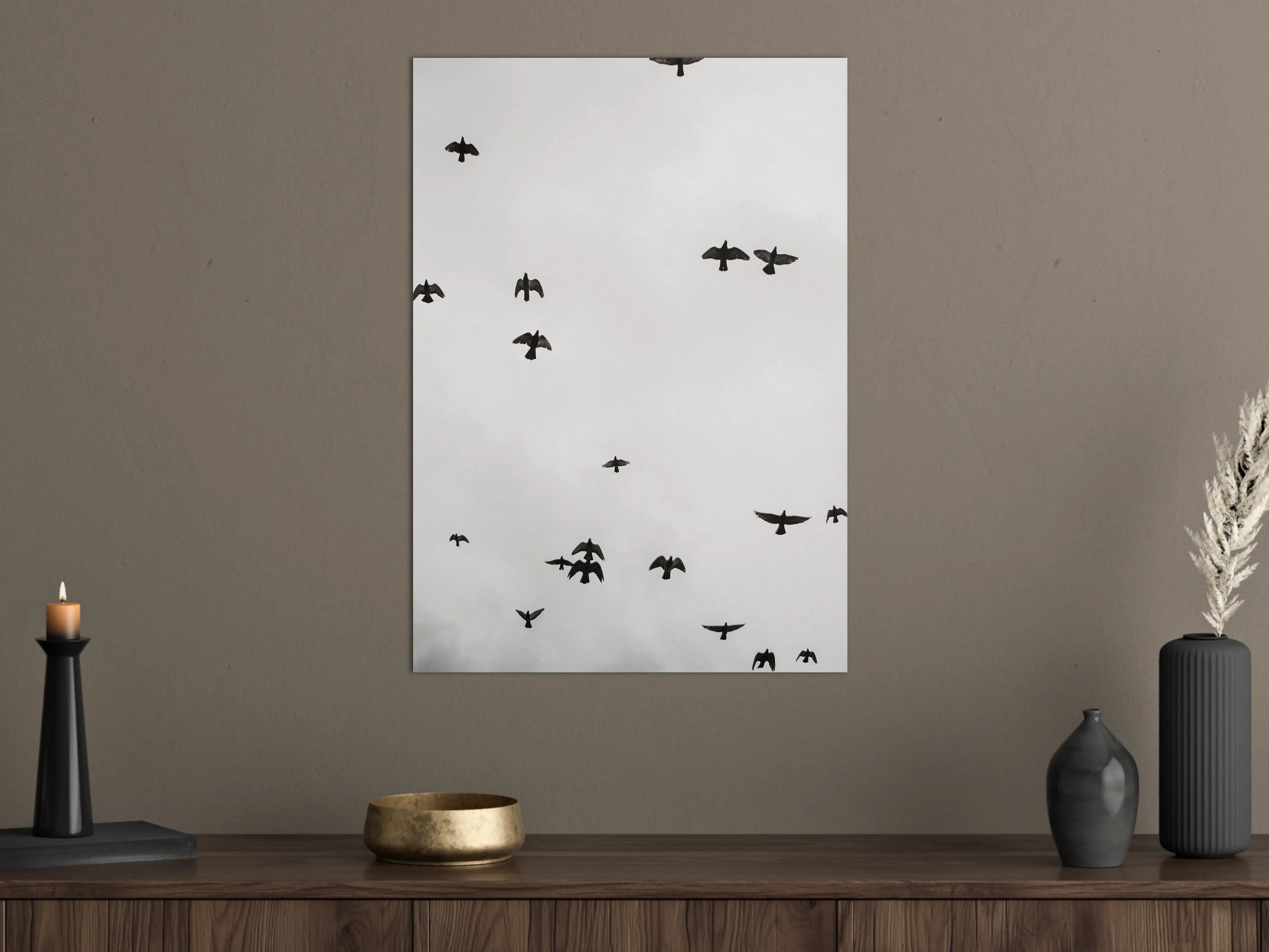 Große Wandbilder - Vogelschwarm - schwarz-weiß