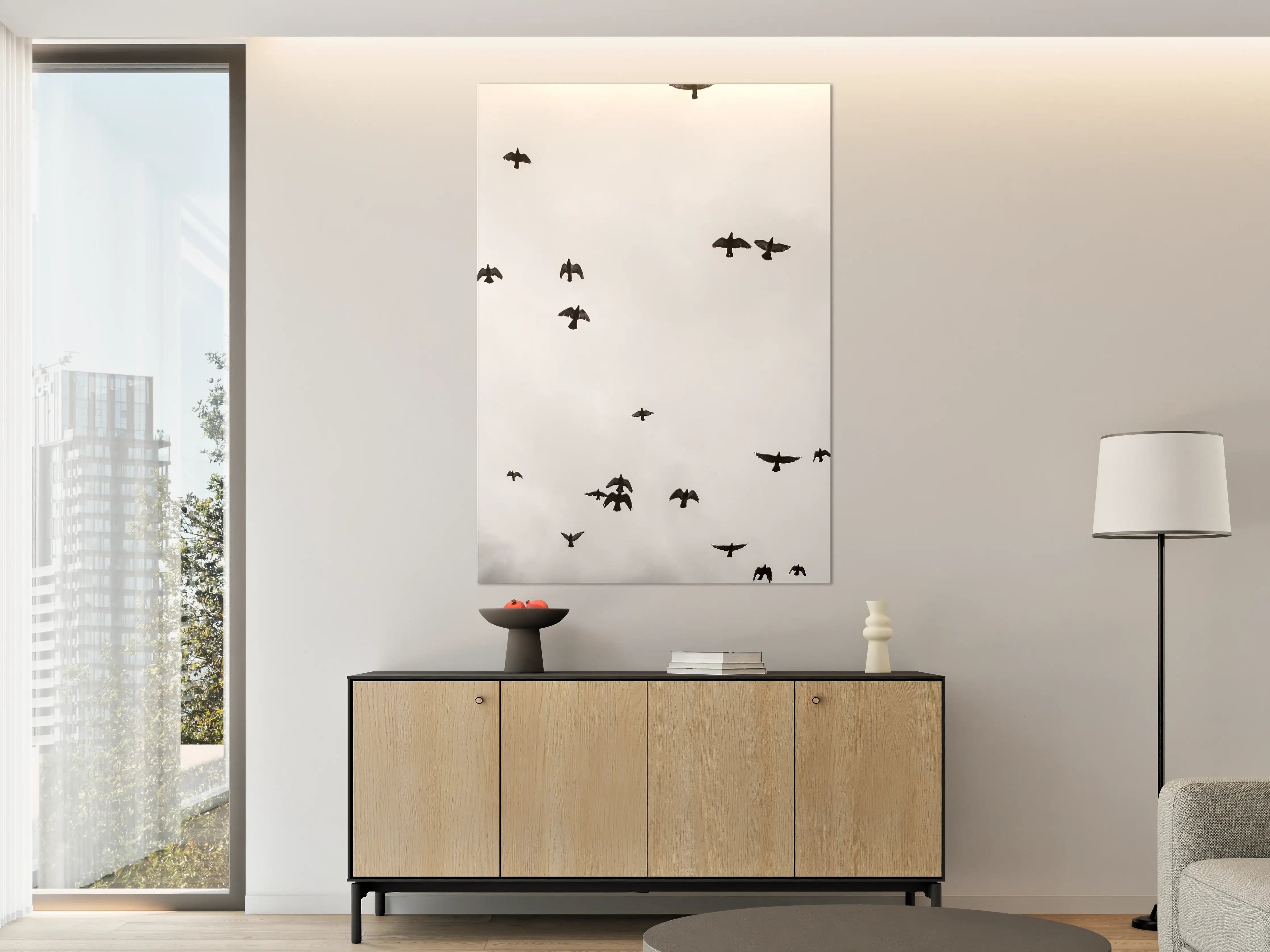 Große Wandbilder - Vogelschwarm - schwarz-weiß