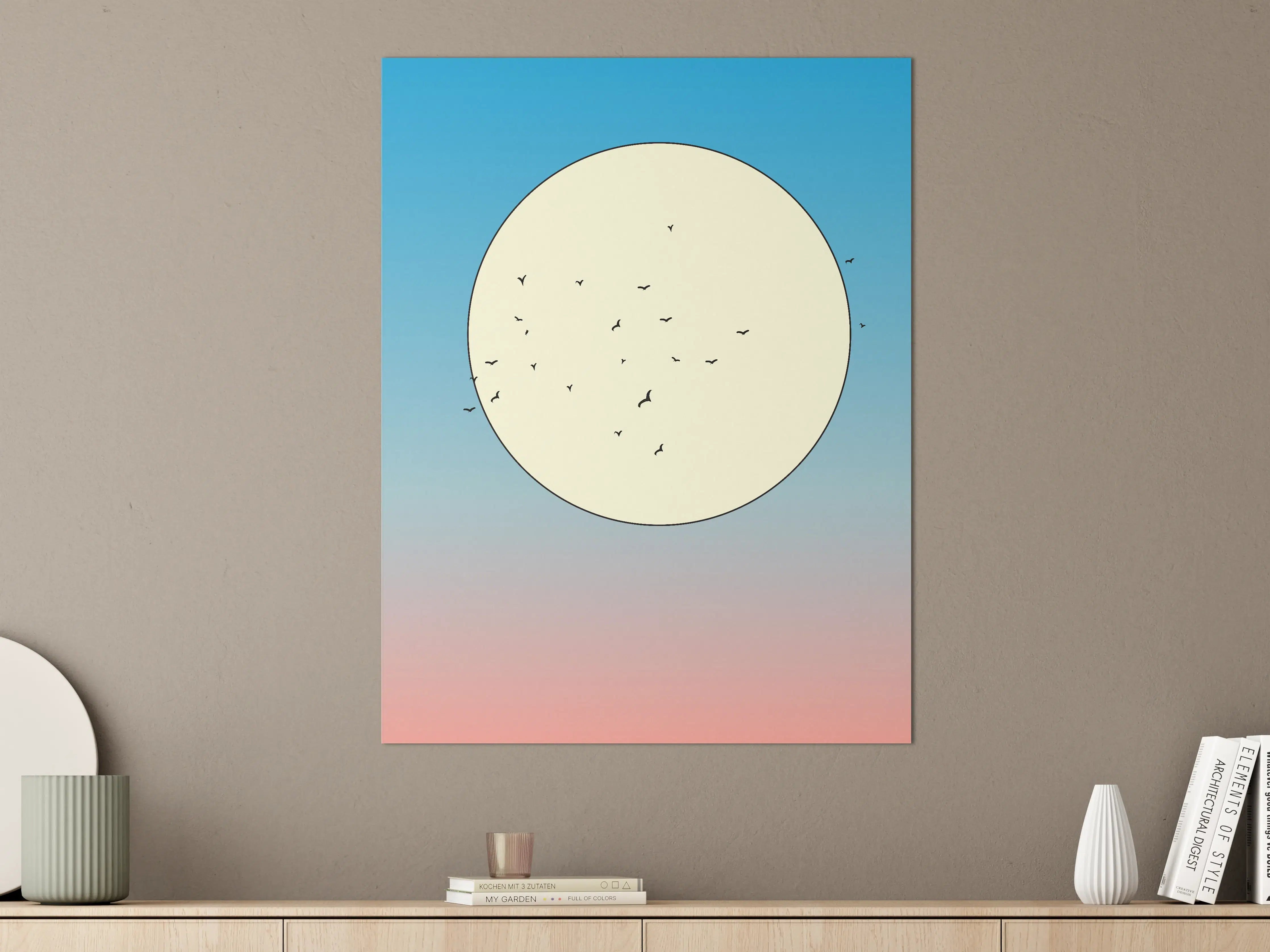 Große Wandbilder - Vogelzug vor dem Vollmond
