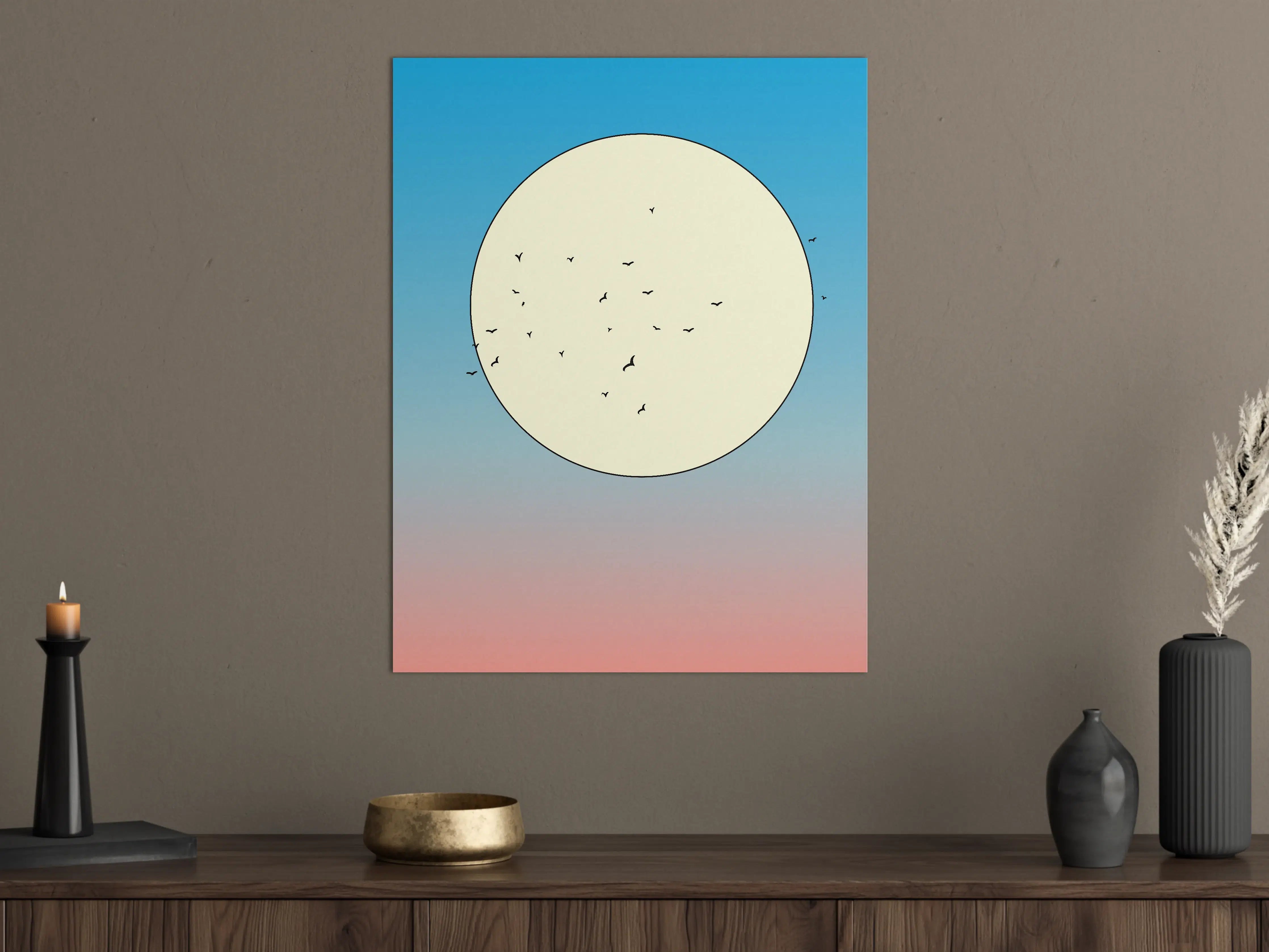 Große Wandbilder - Vogelzug vor dem Vollmond