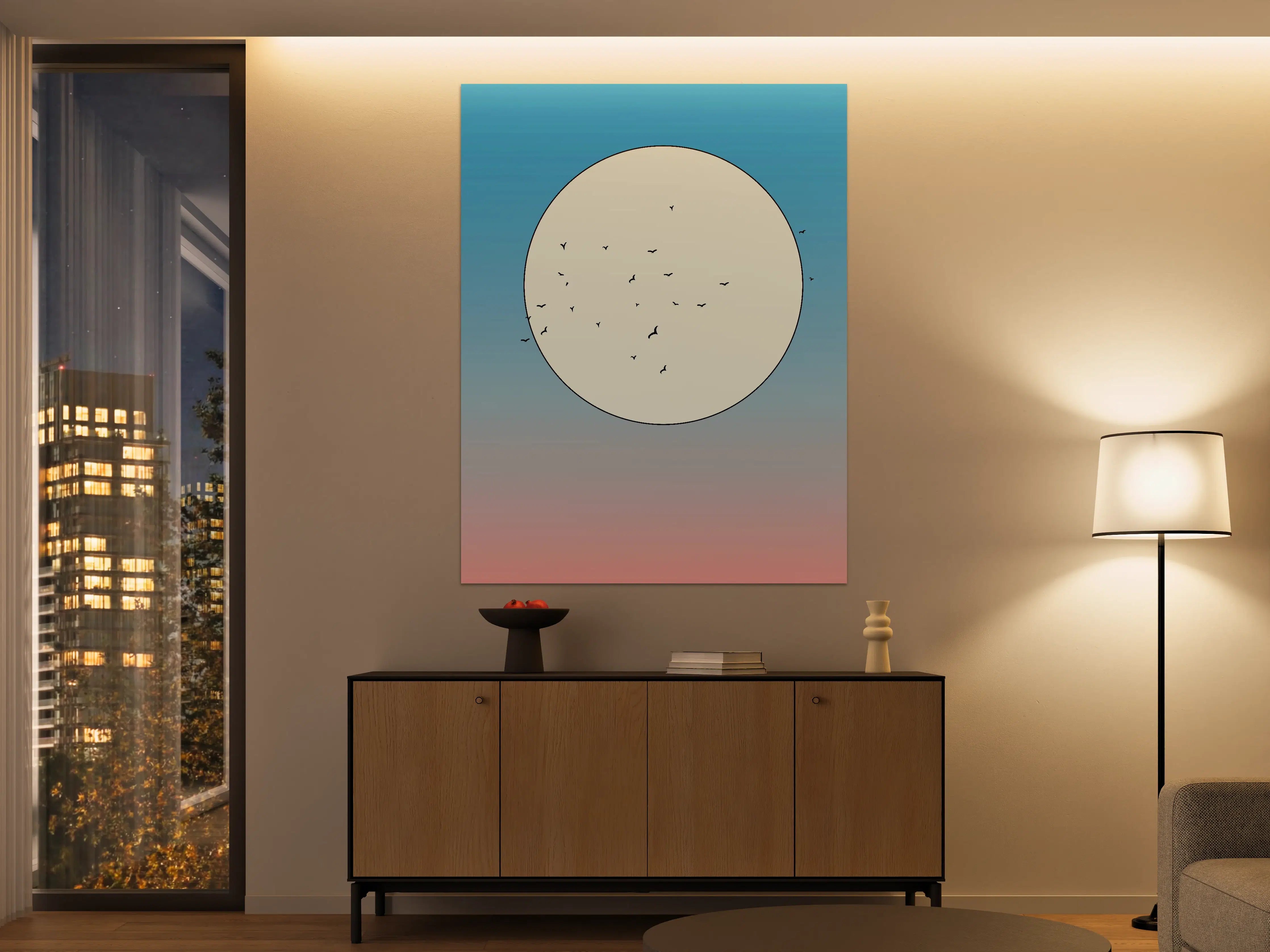 Große Wandbilder - Vogelzug vor dem Vollmond