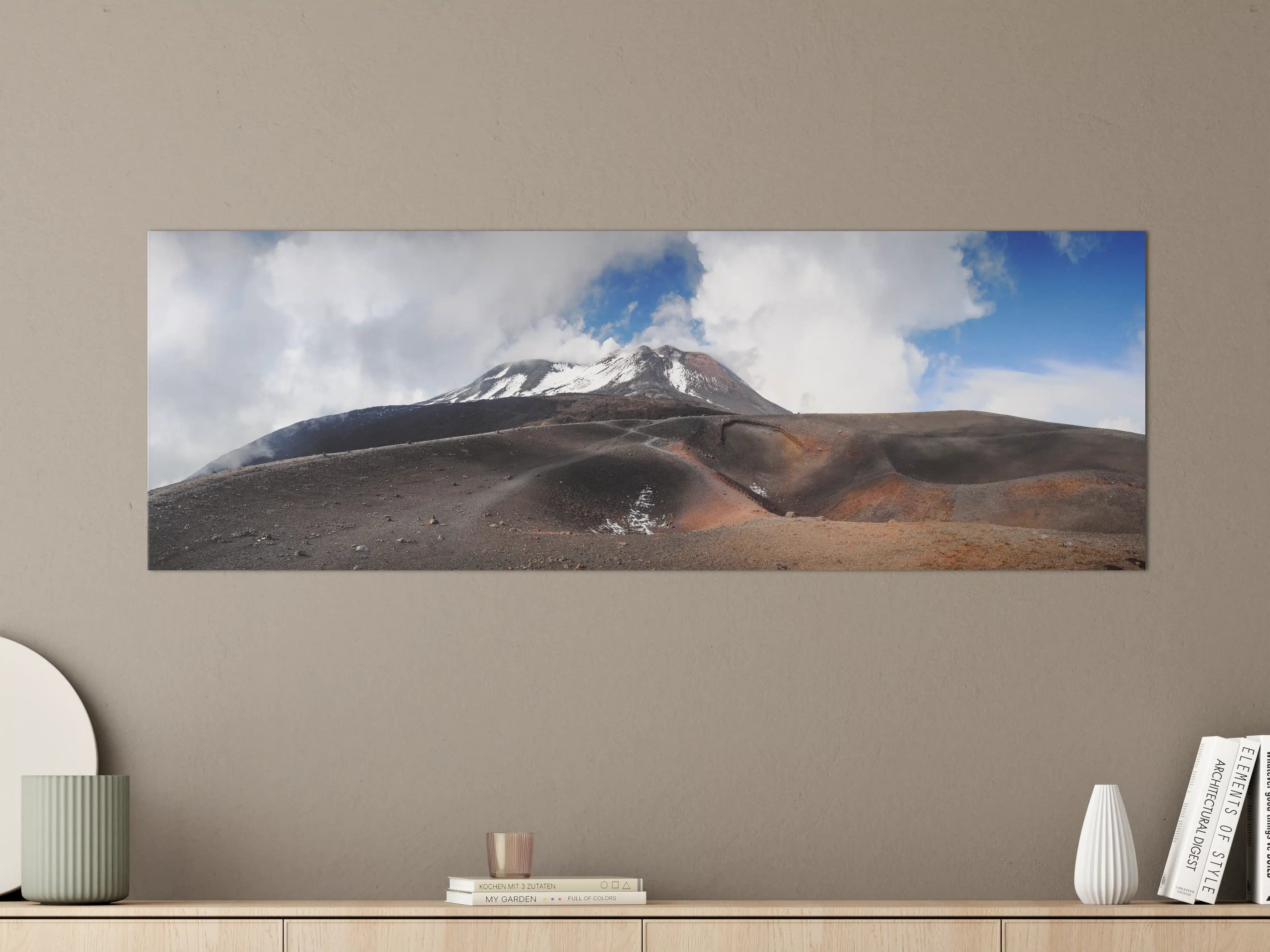 Große Wandbilder - Vulkan-Panorama Braun-Grau-Blau