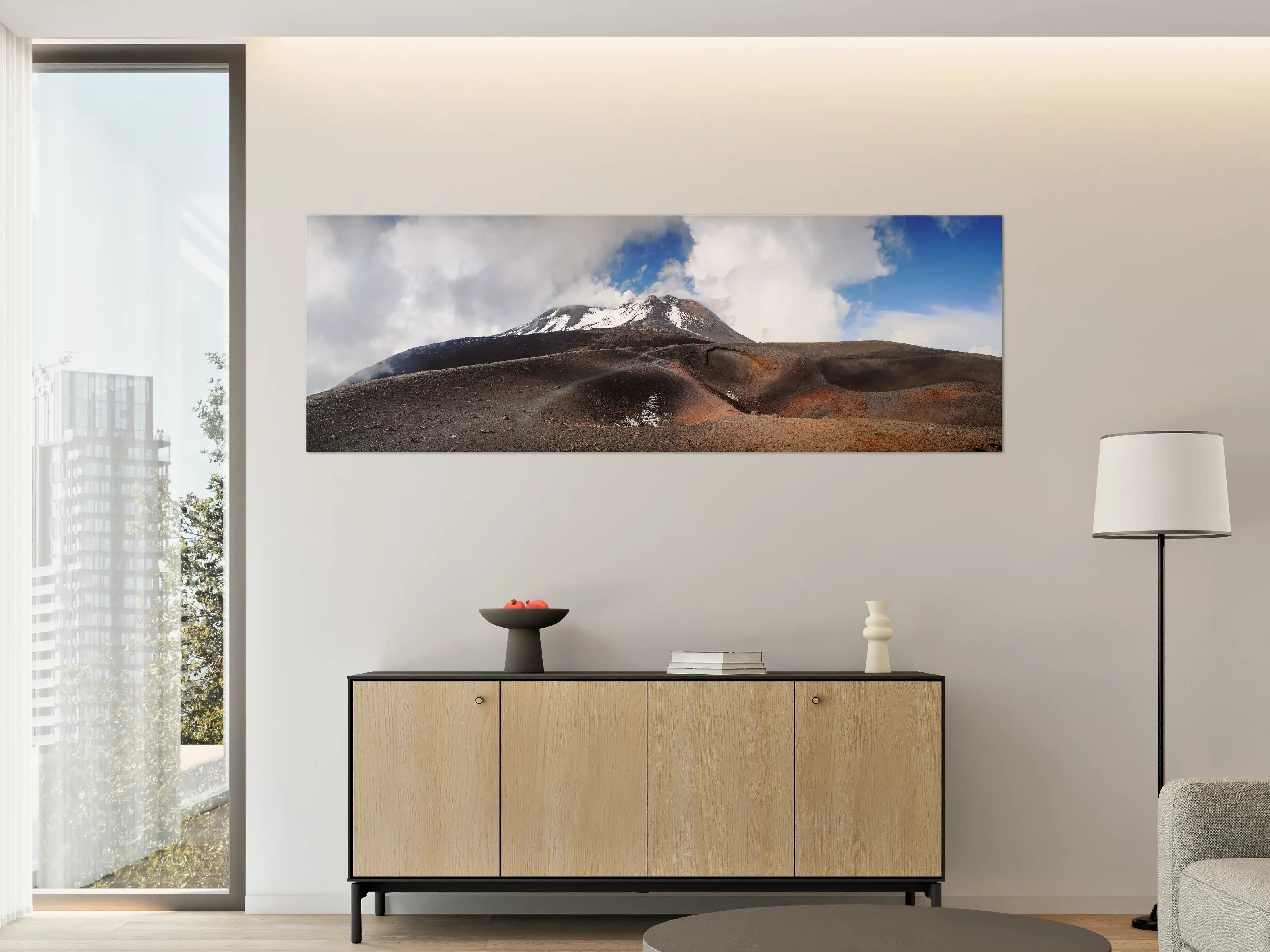 Große Wandbilder - Vulkan-Panorama Braun-Grau-Blau