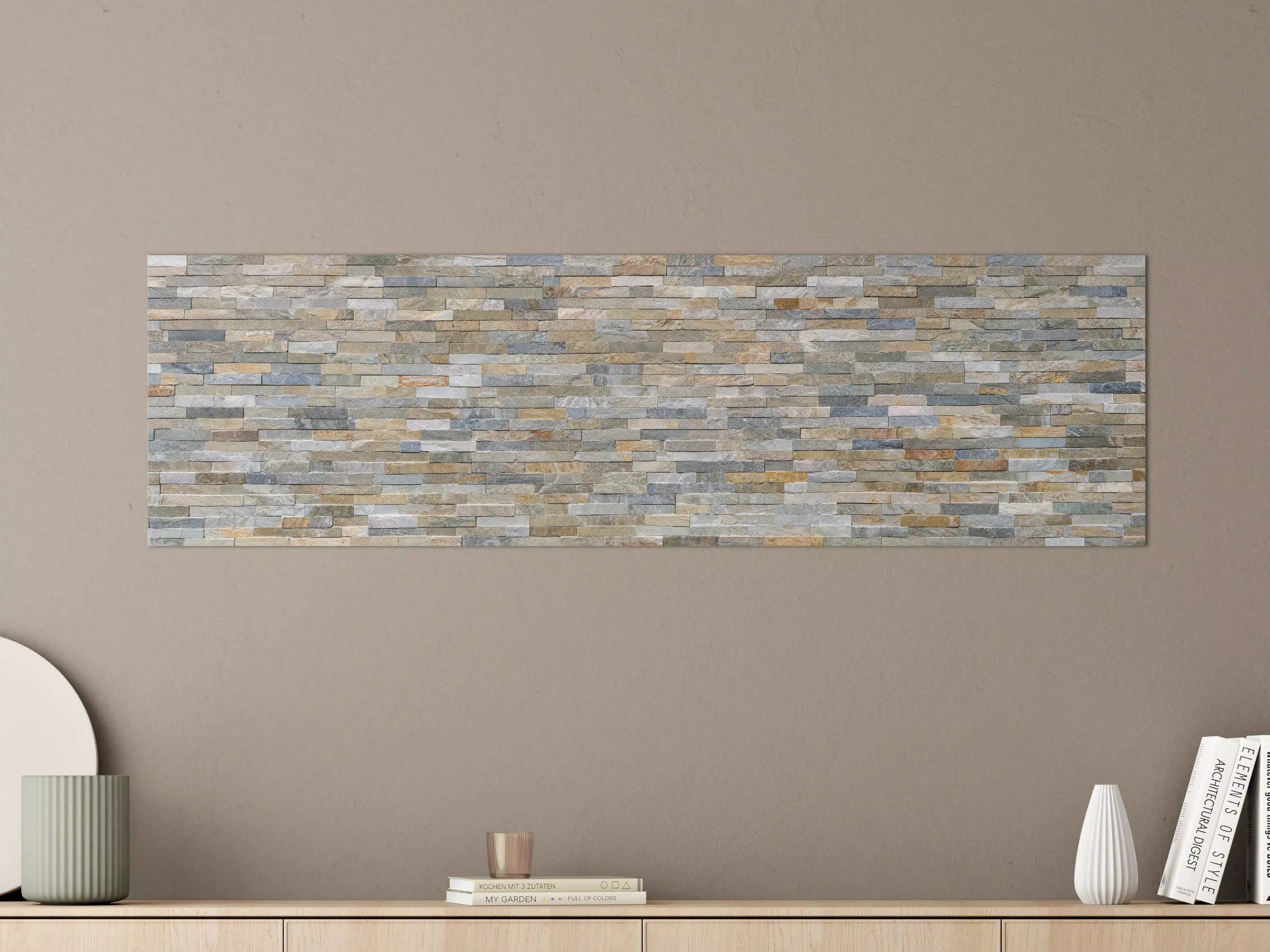 Große Wandbilder - Wand aus farbigen Verblendsteinen