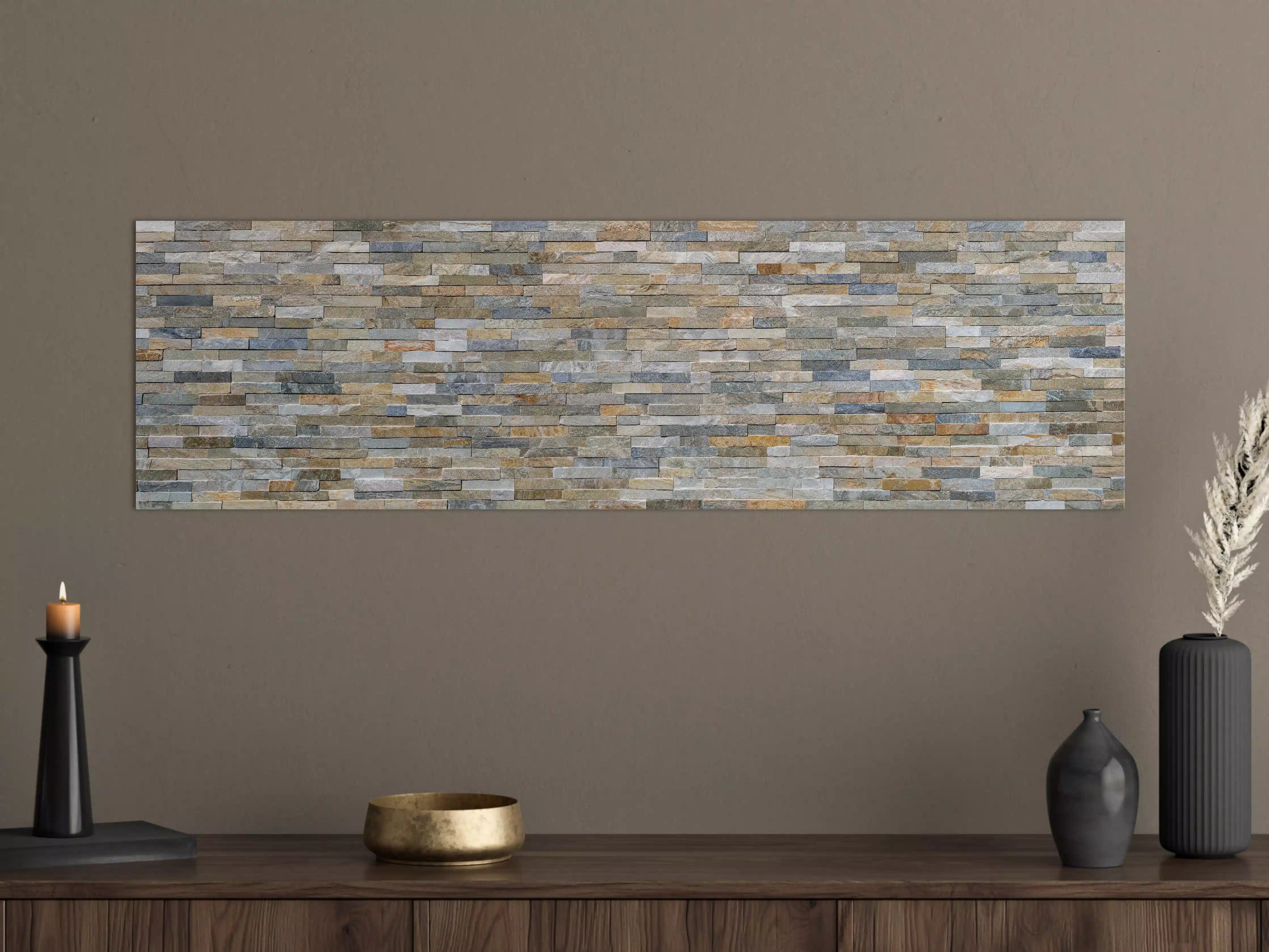 Große Wandbilder - Wand aus farbigen Verblendsteinen