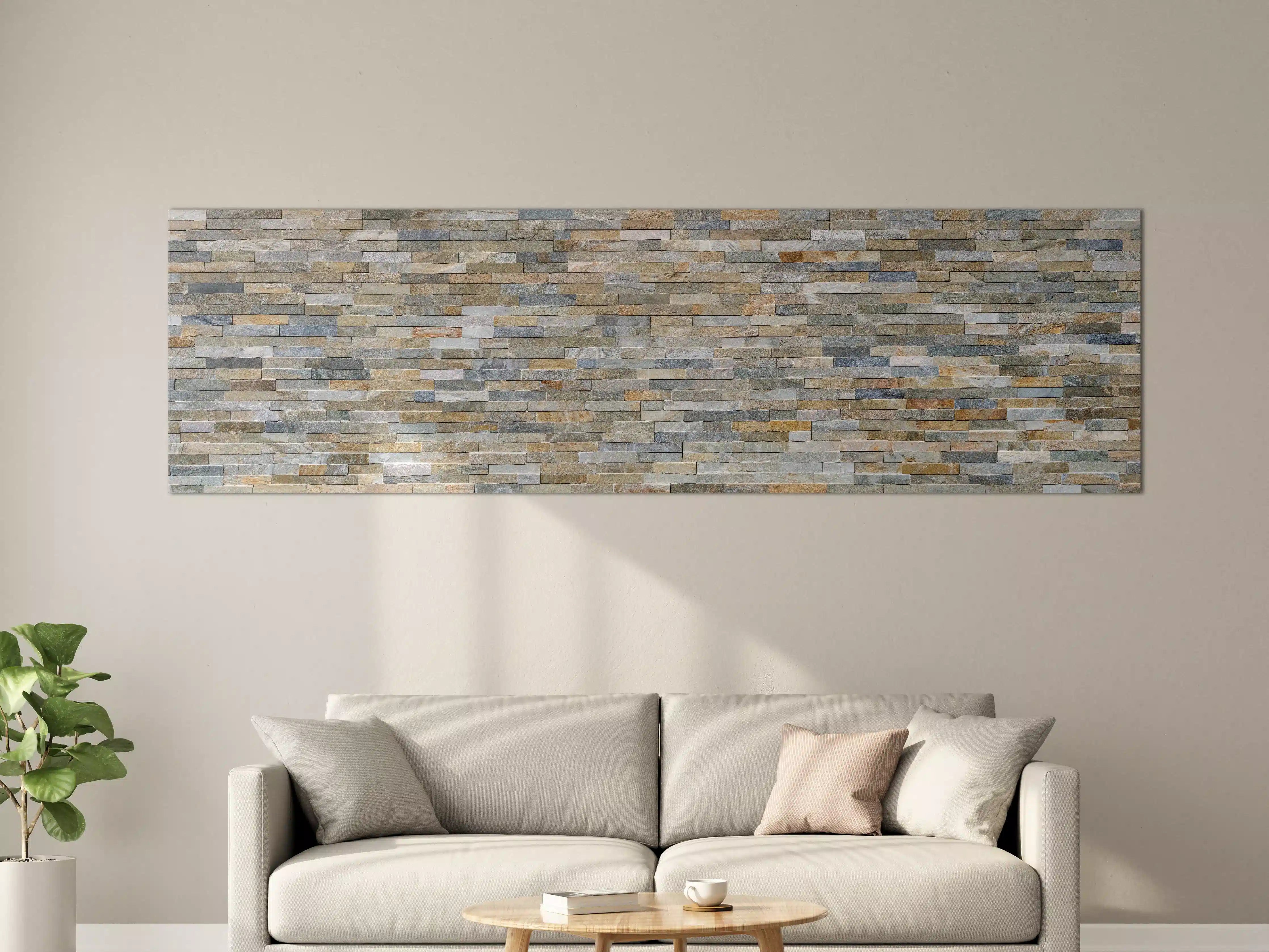 Große Wandbilder - Wand aus farbigen Verblendsteinen