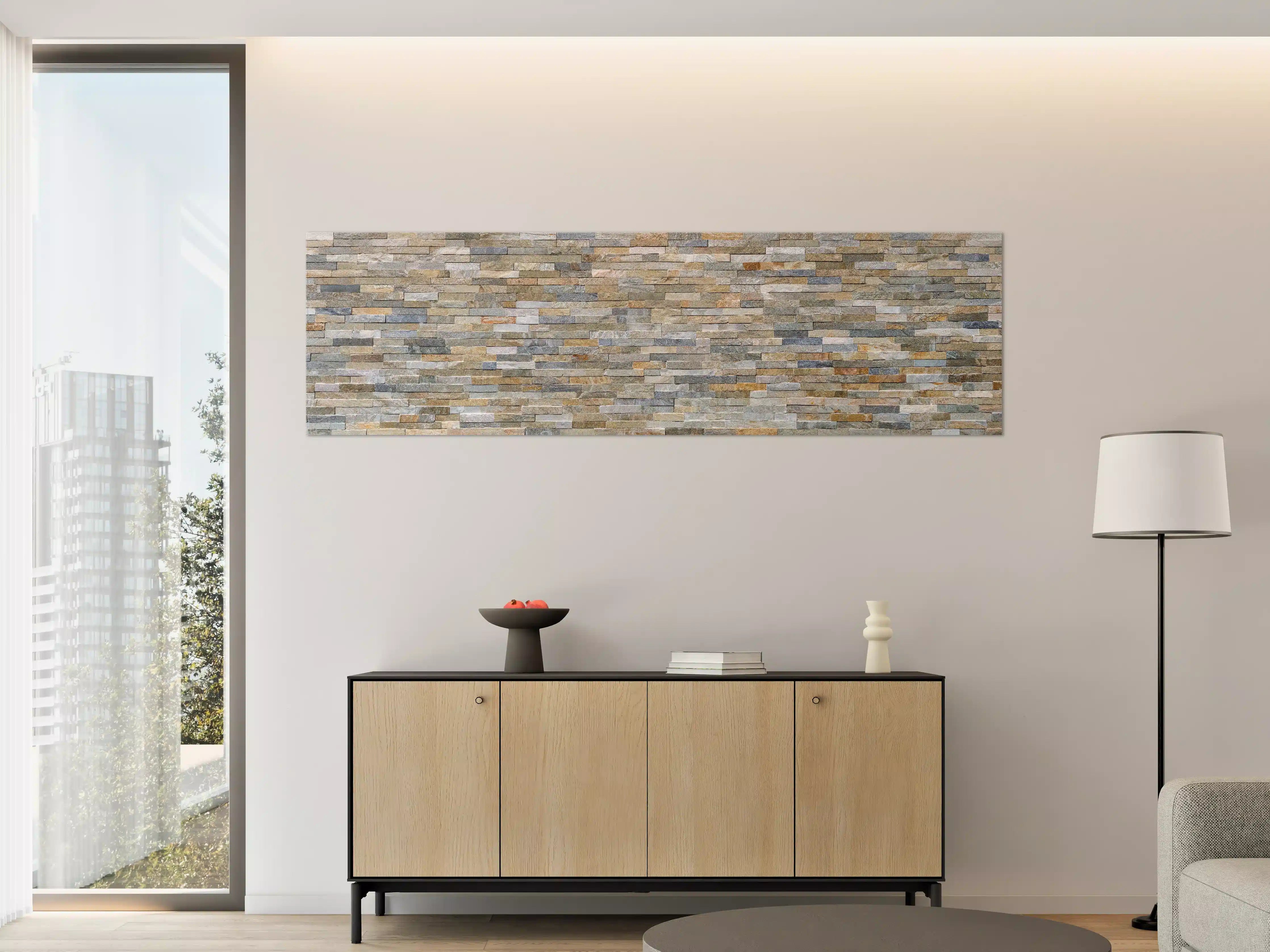Große Wandbilder - Wand aus farbigen Verblendsteinen