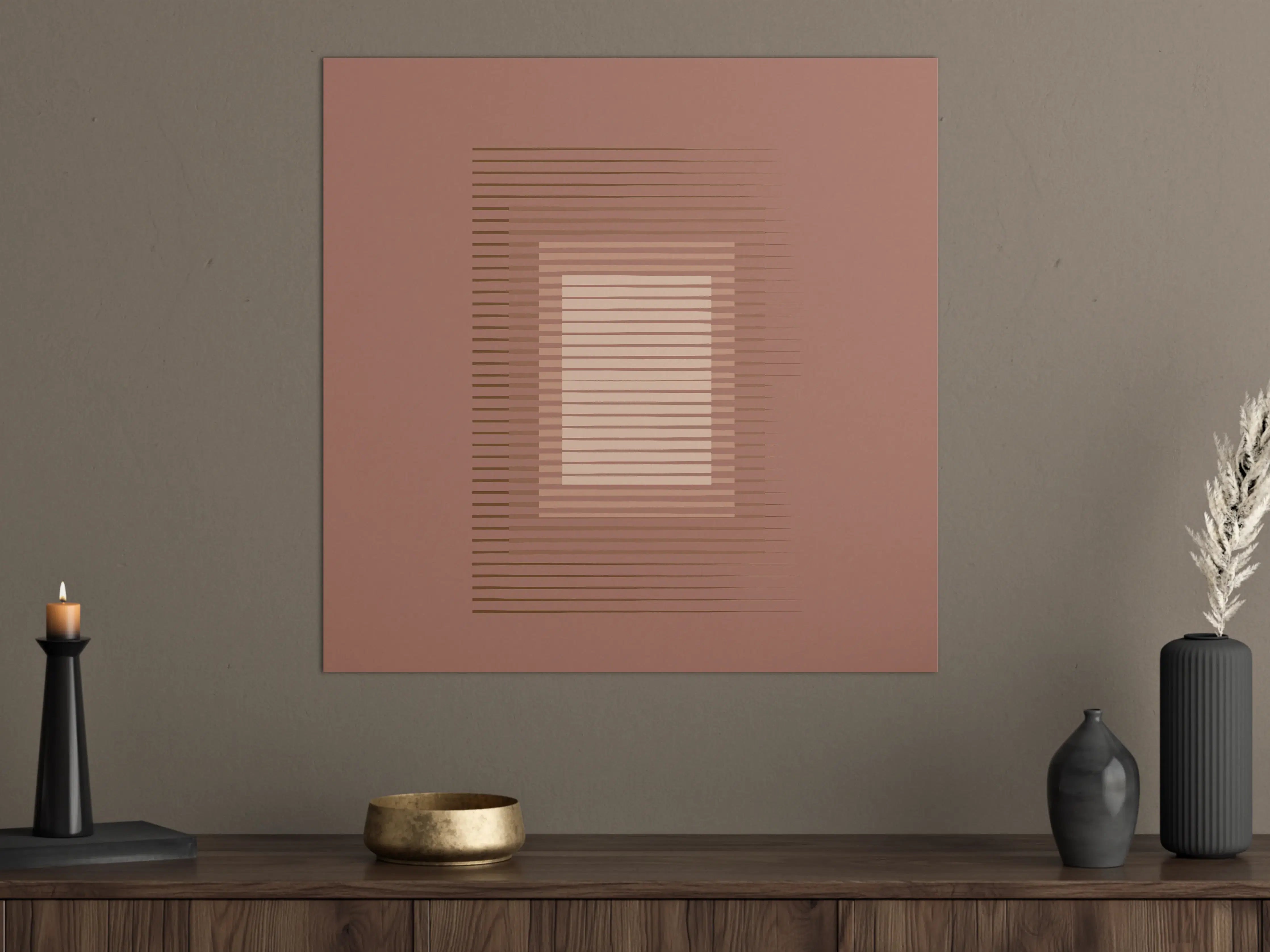 Große Wandbilder - Warme Braun-Töne mit Linienmuster