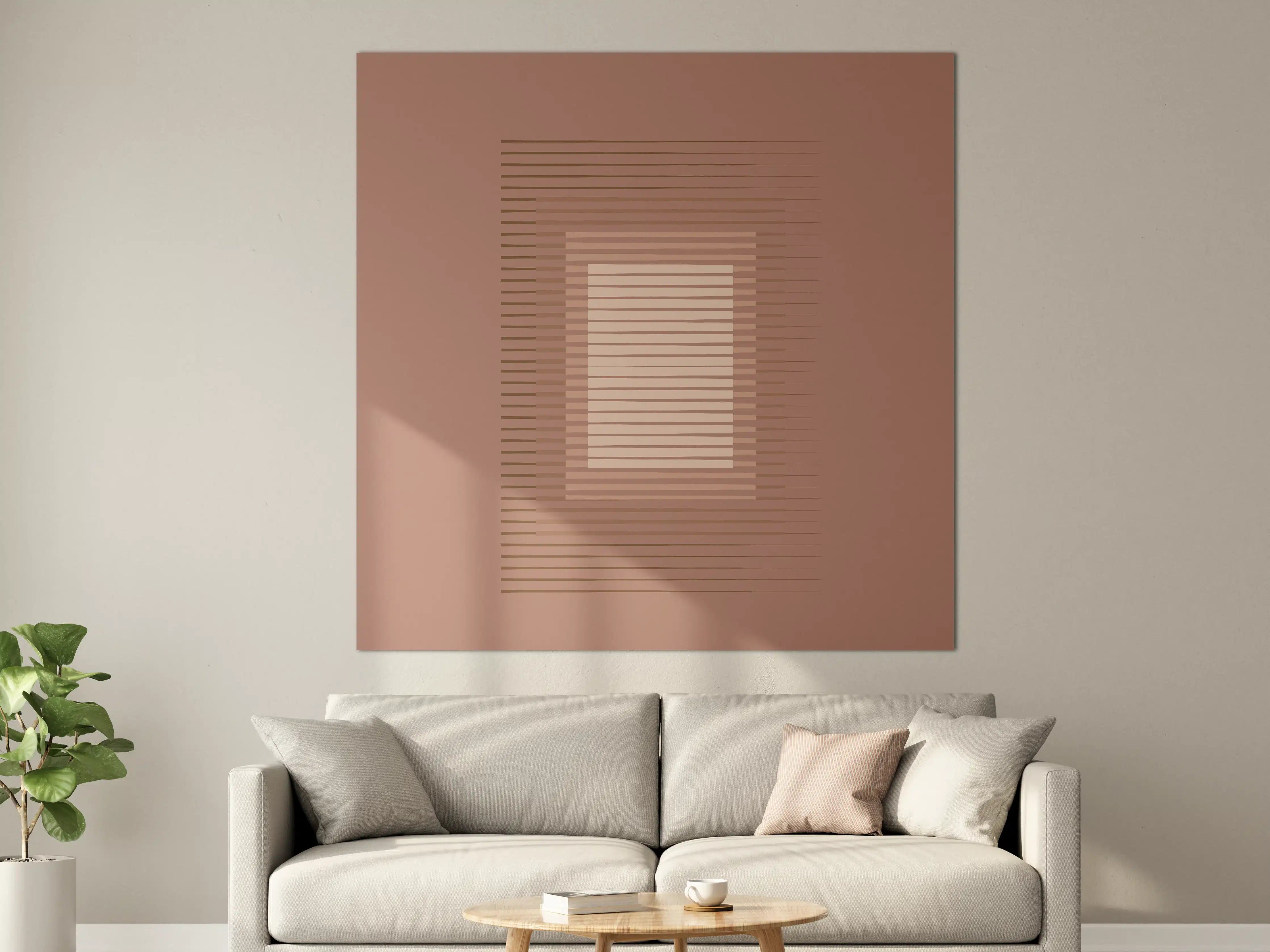 Große Wandbilder - Warme Braun-Töne mit Linienmuster