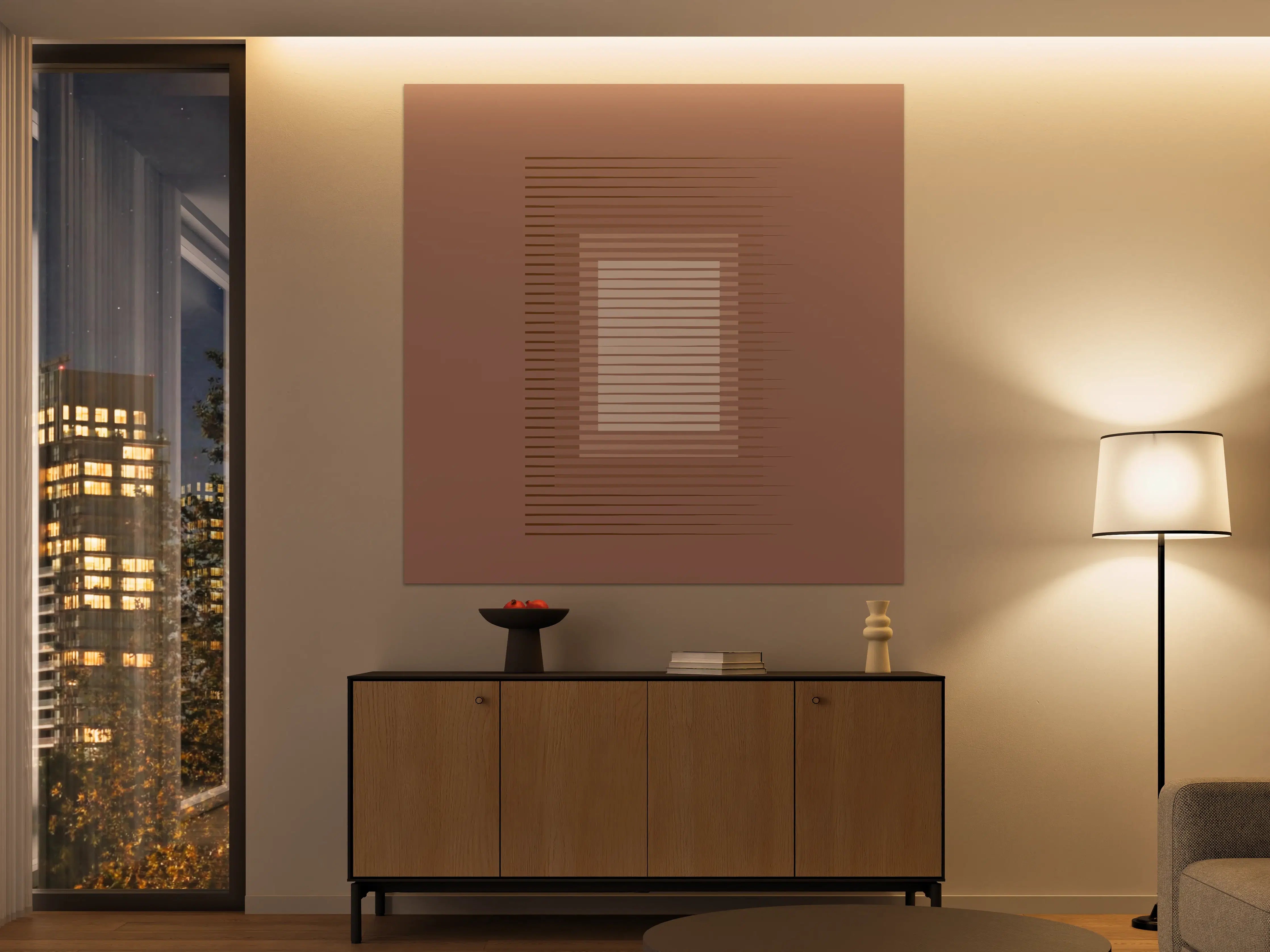 Große Wandbilder - Warme Braun-Töne mit Linienmuster