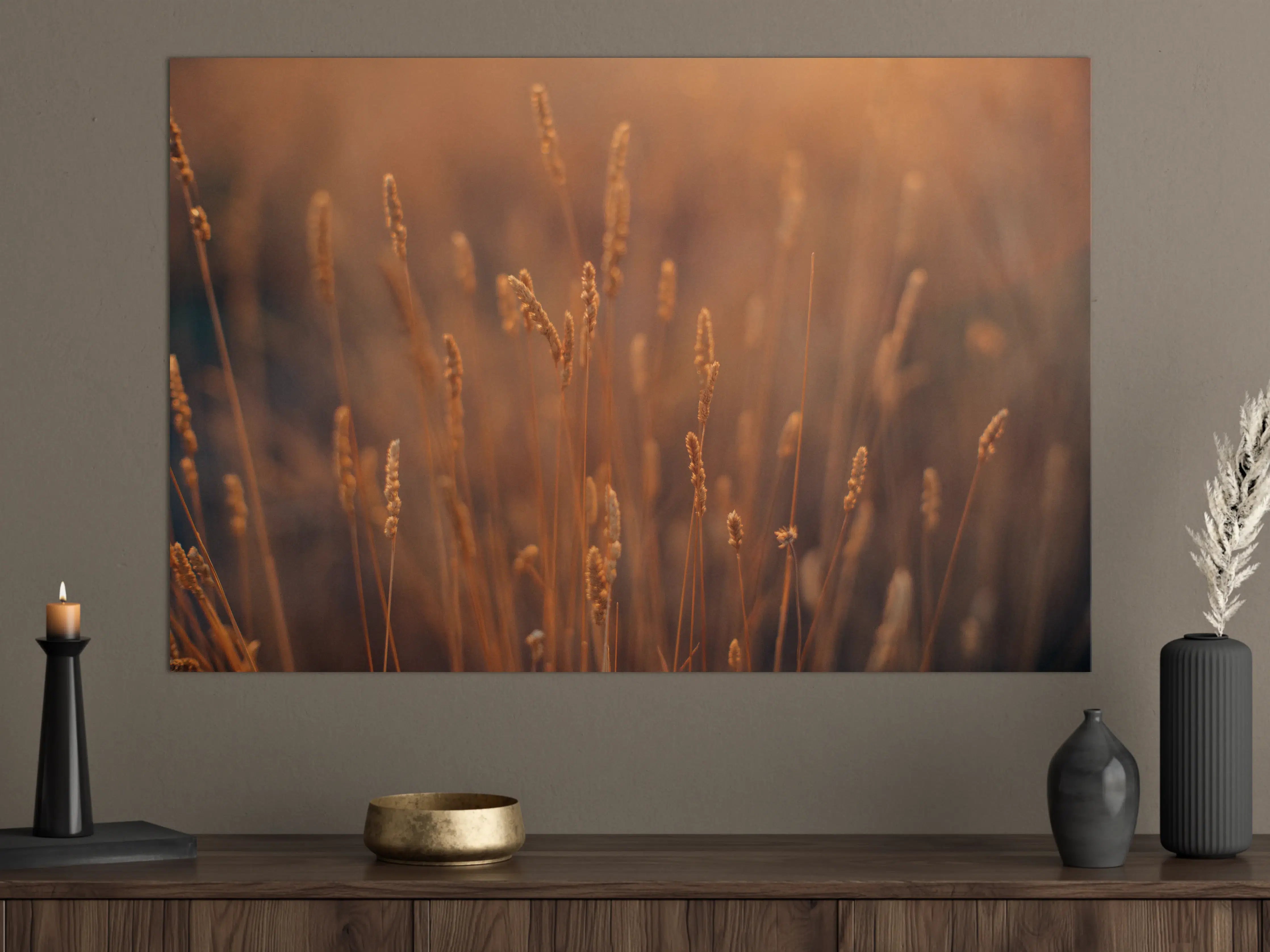 Große Wandbilder - Warme Goldene Weizenähren im Sunset-Licht