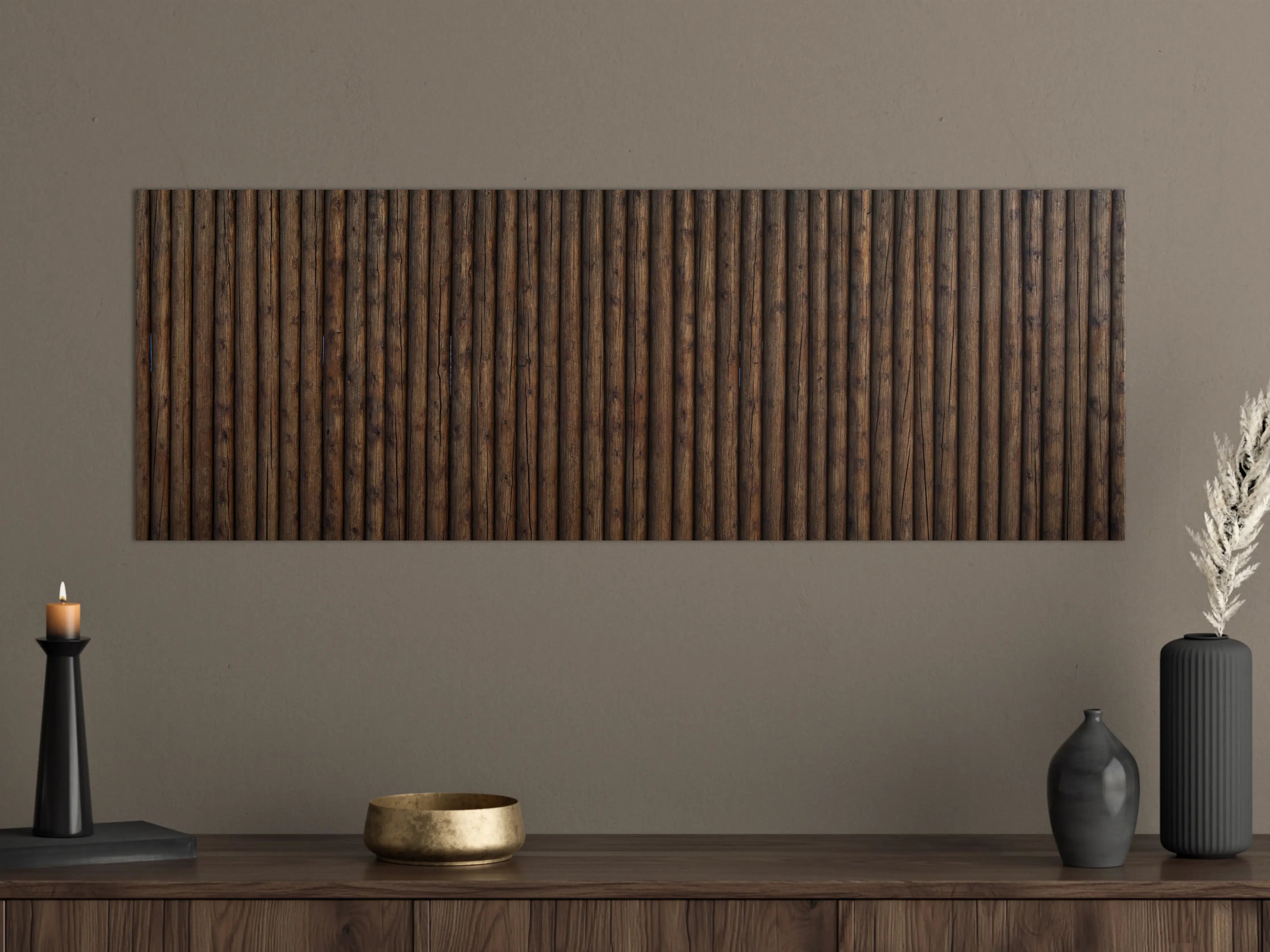 Große Wandbilder - Warme Holzlattenwand im Vintage-Stil