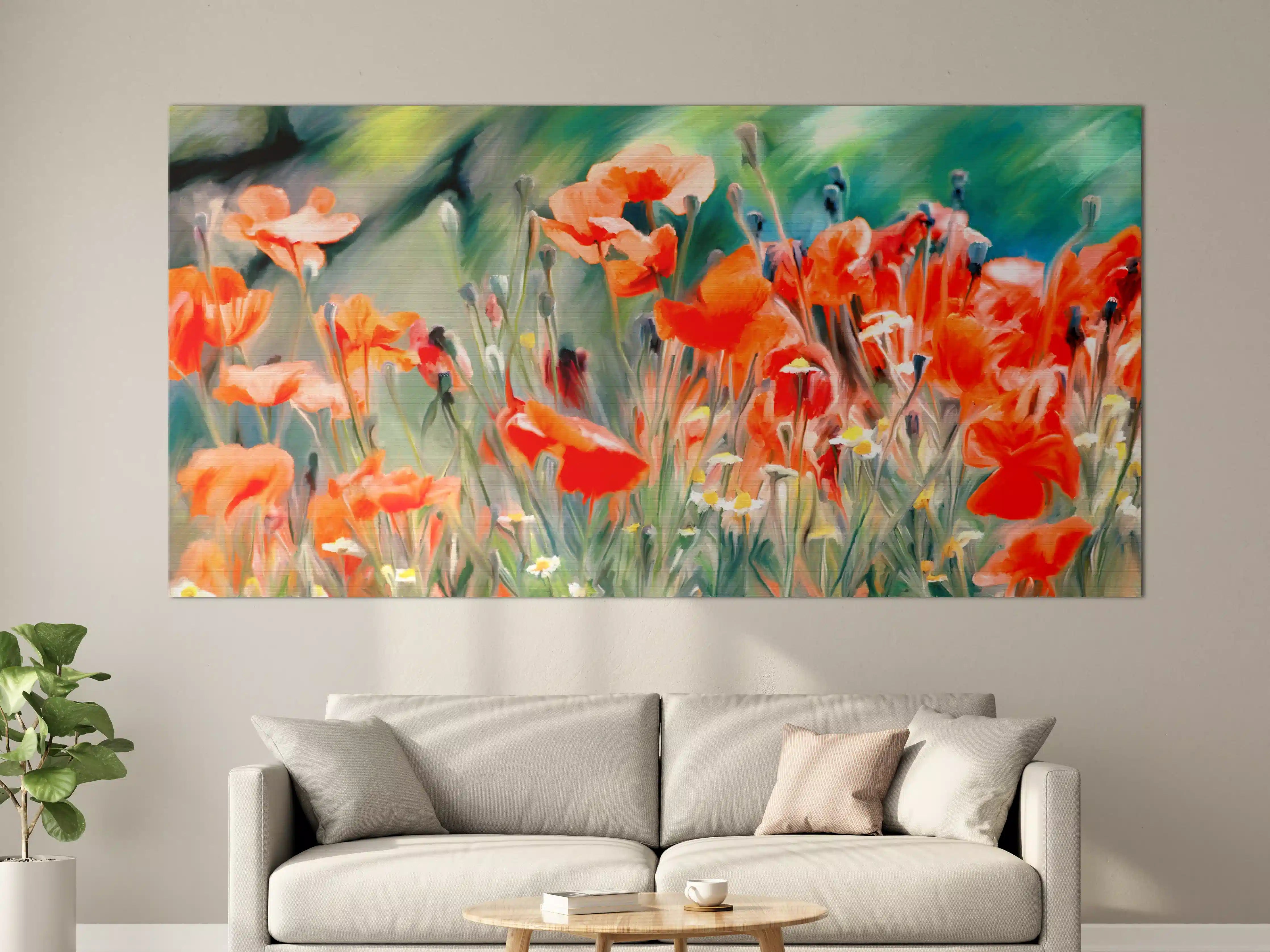 Große Wandbilder - Warme Mohnblumen im Feld