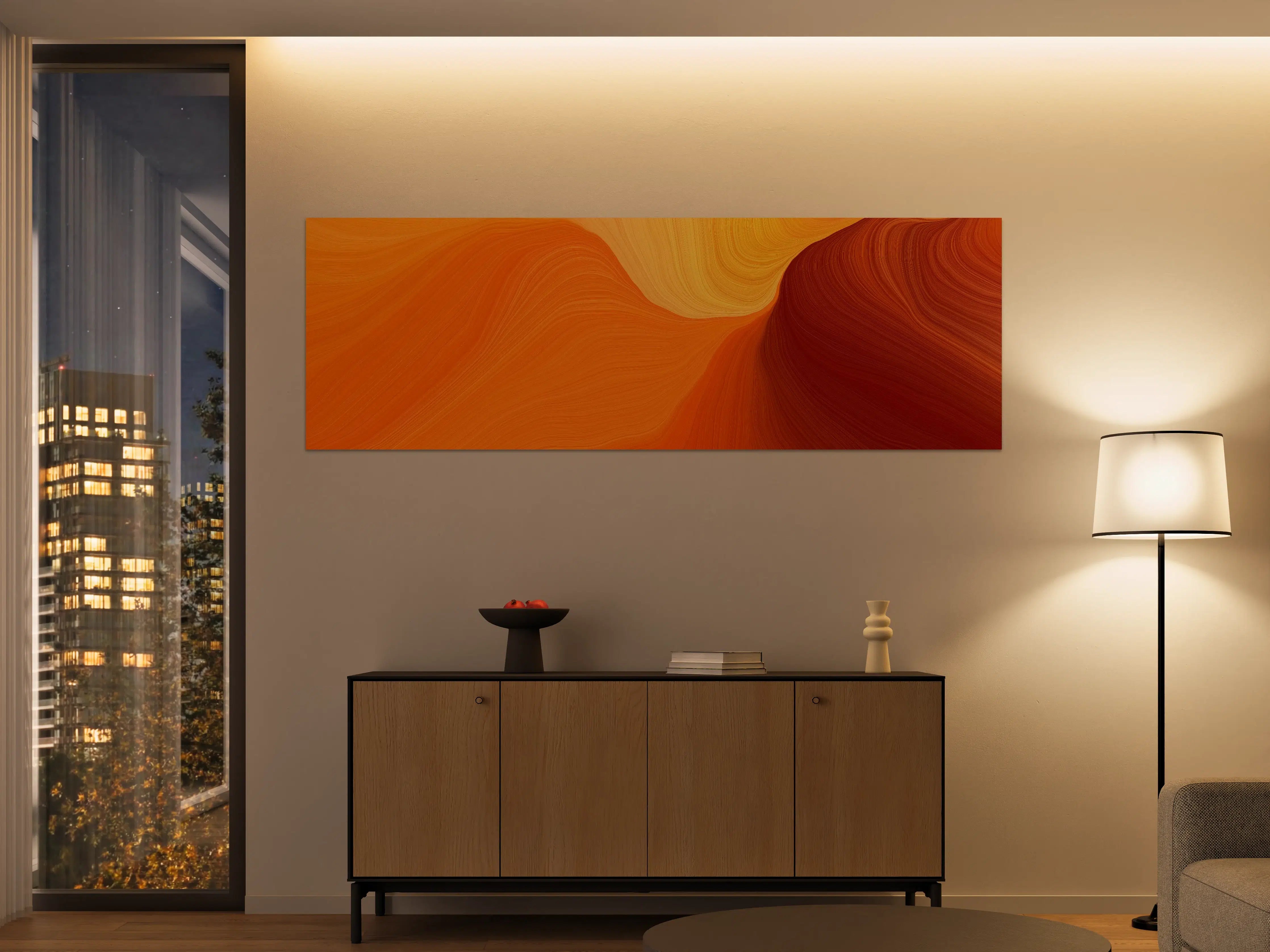 Große Wandbilder - Warme Orange- und Rottöne abstraktes Wandbild