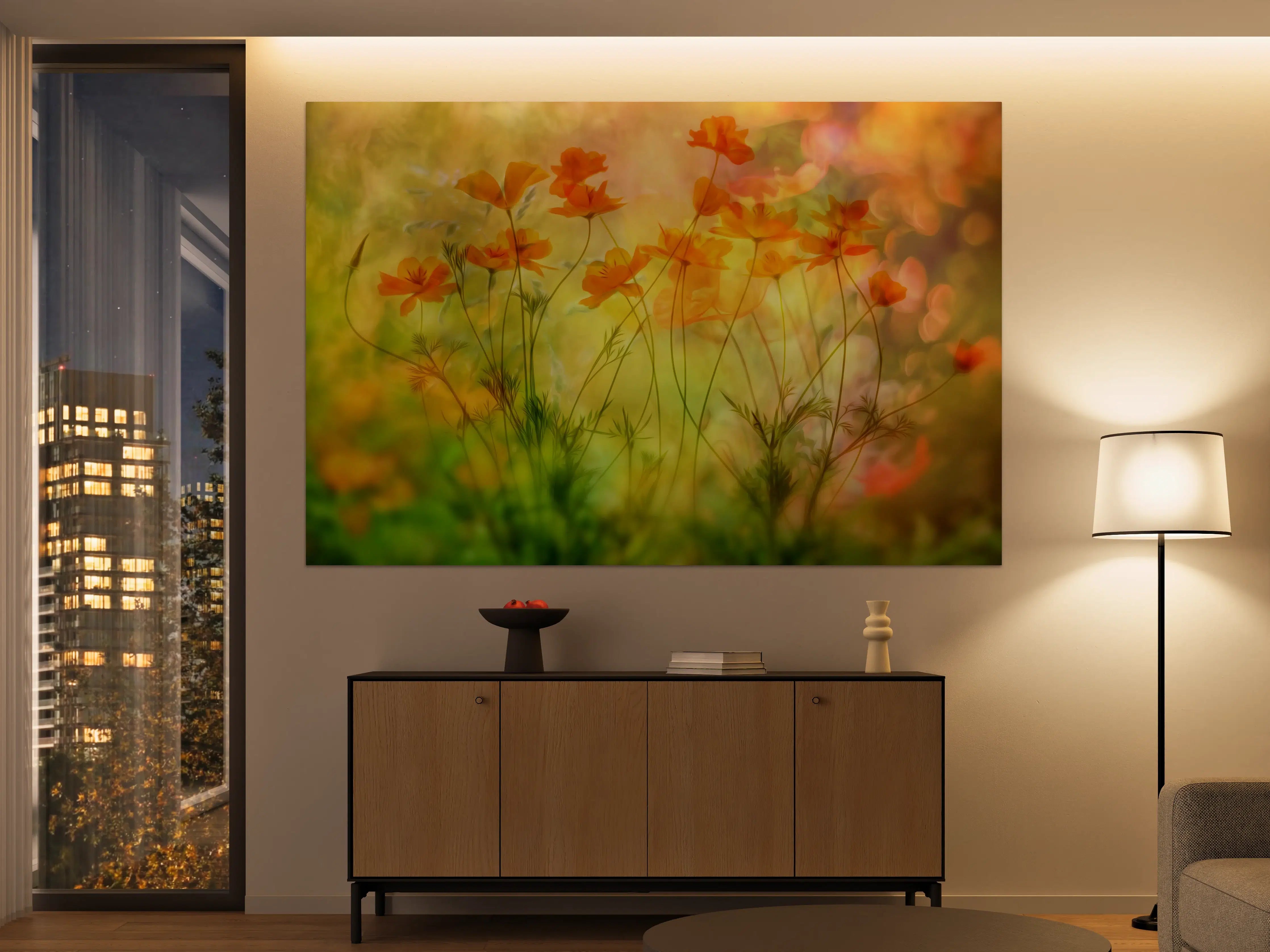 Große Wandbilder - Warme Sonnenuntergangs-Wildblumen