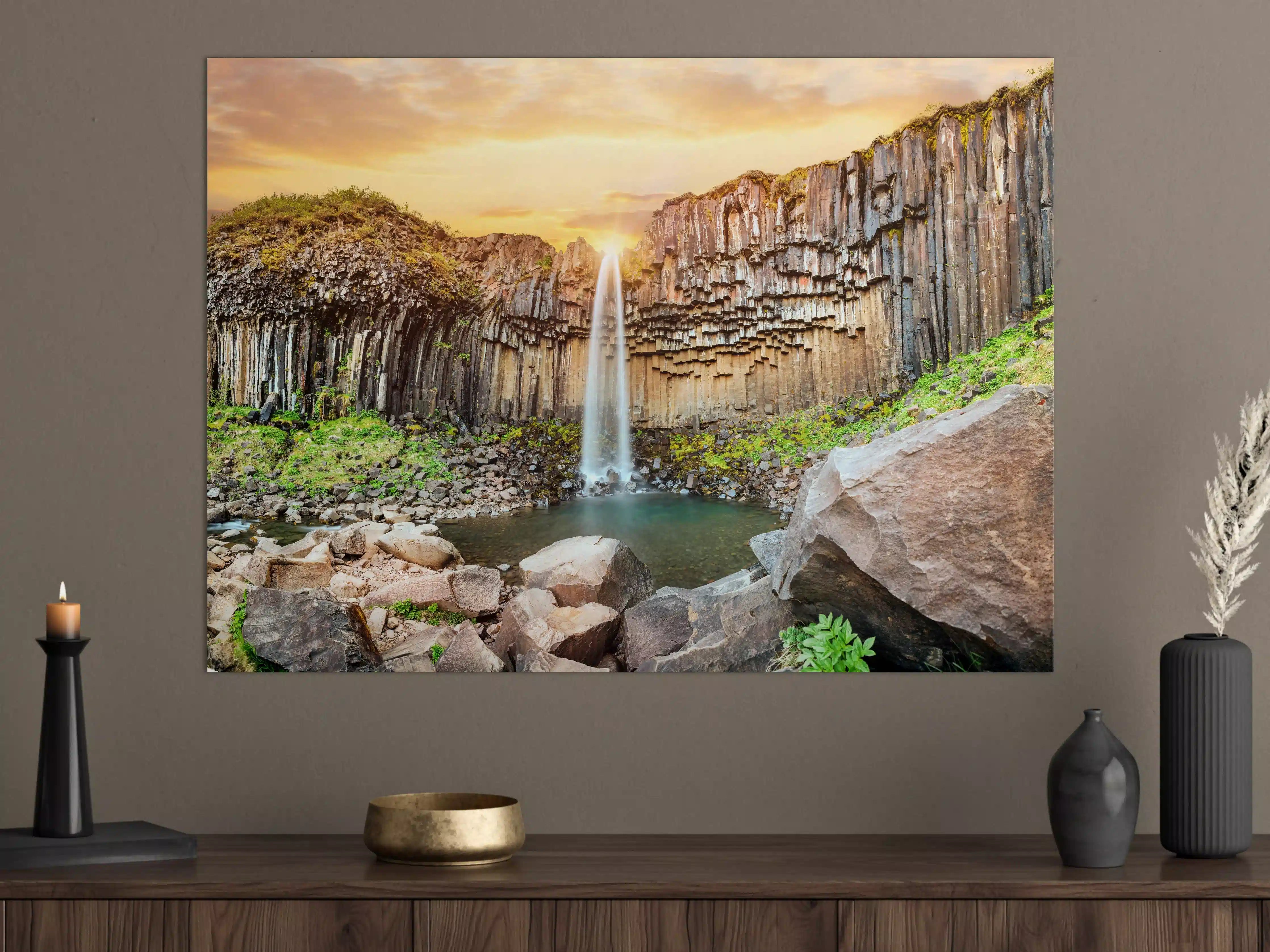 Große Wandbilder - Wasserfall "Svartifoss" im Skaftafell-Nationalpark
