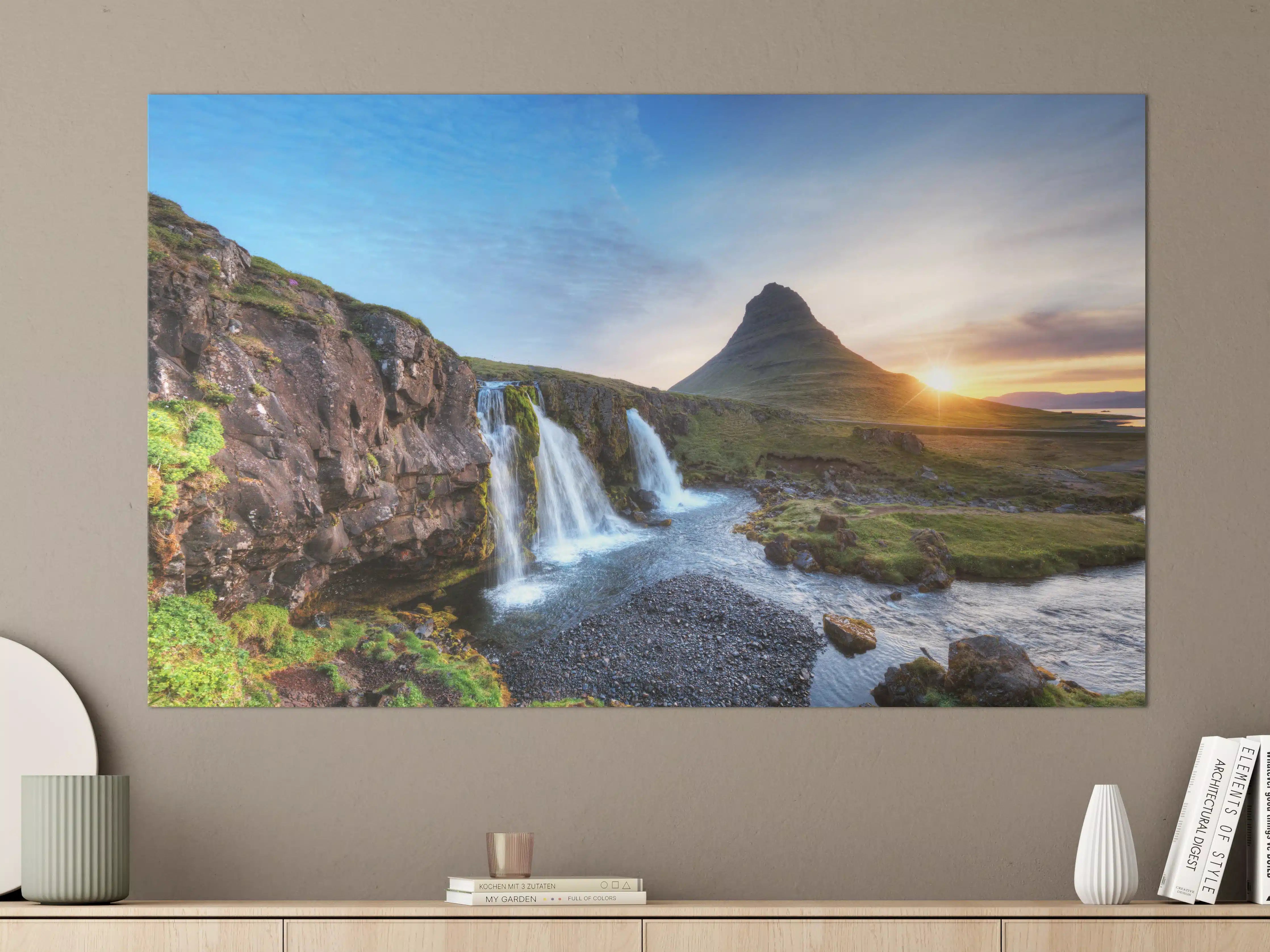 Große Wandbilder - Wasserfall bei Sonnenuntergang
