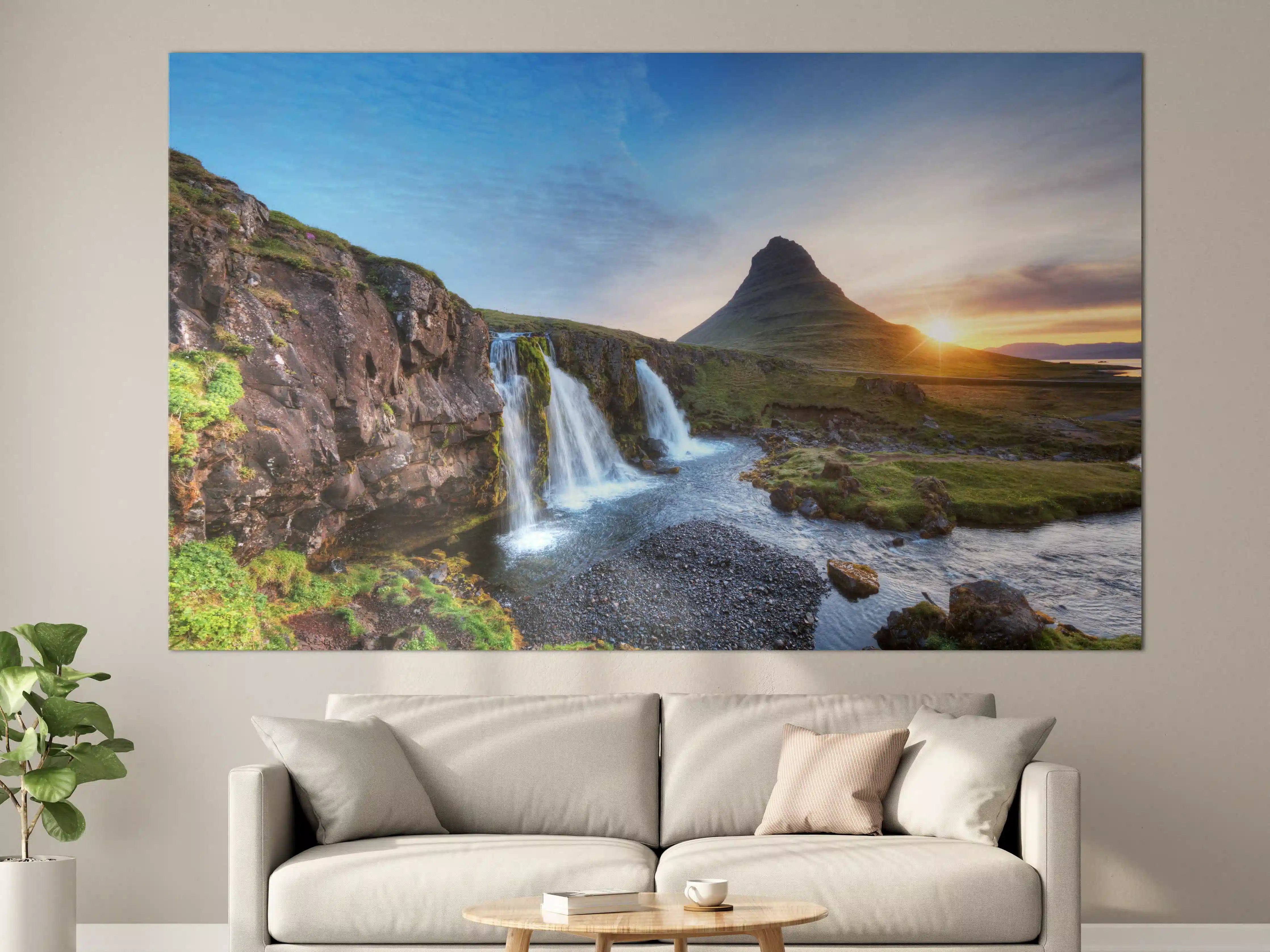 Große Wandbilder - Wasserfall bei Sonnenuntergang
