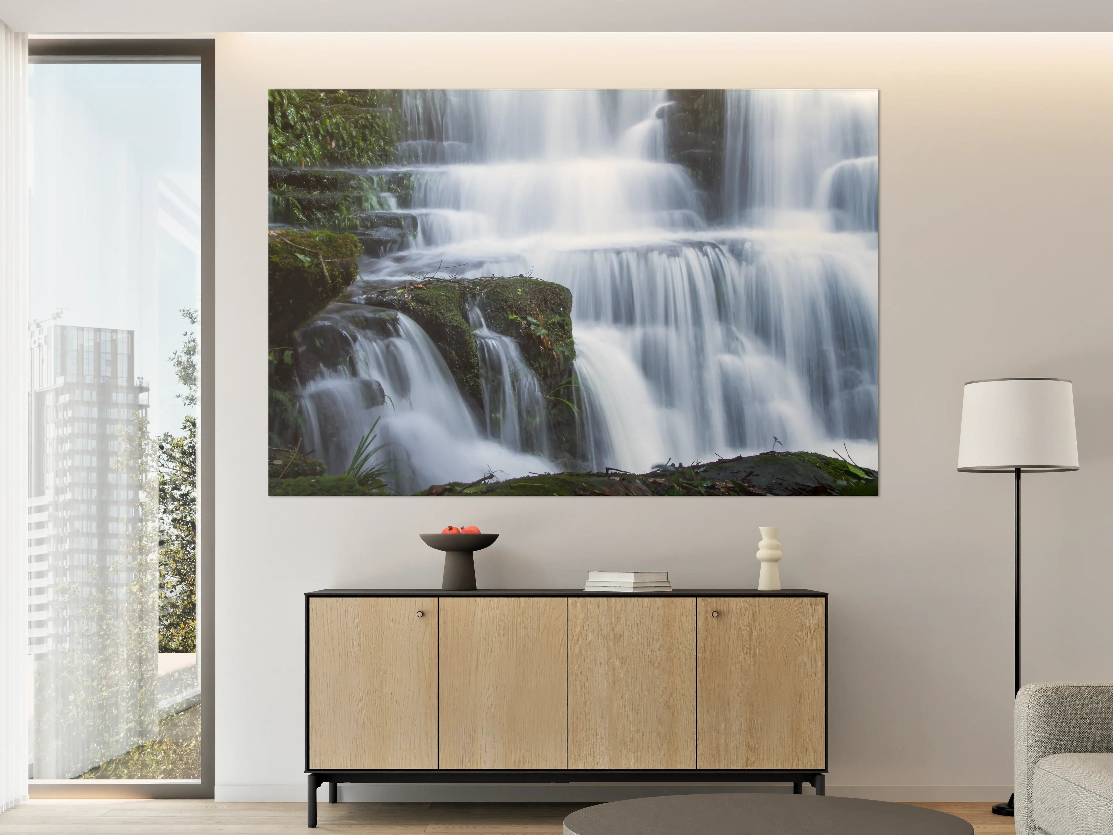 Große Wandbilder - Wasserfall im Wald mit Felsen