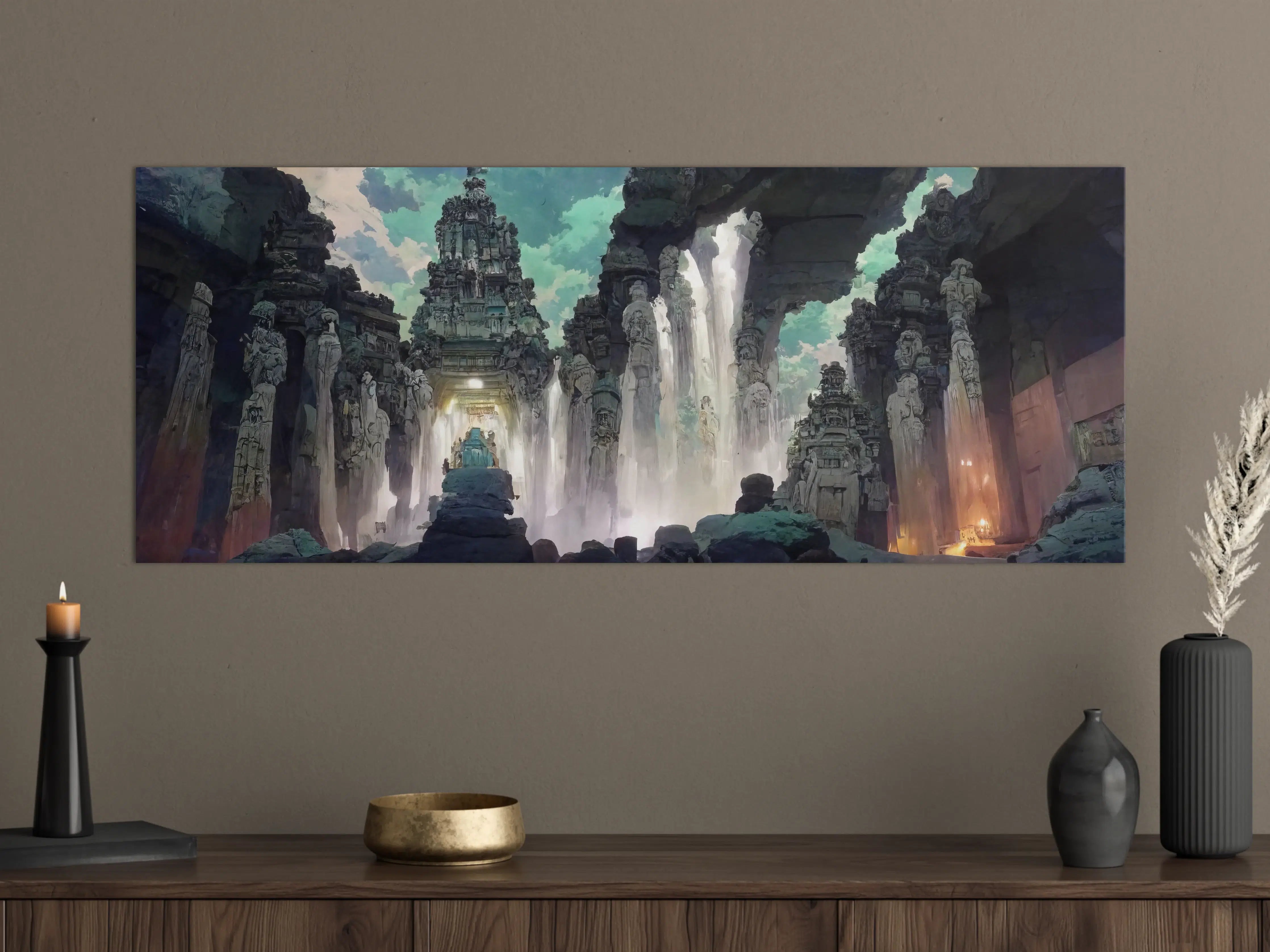 Große Wandbilder - Wasserfall in einer Höhle - Zeichnung