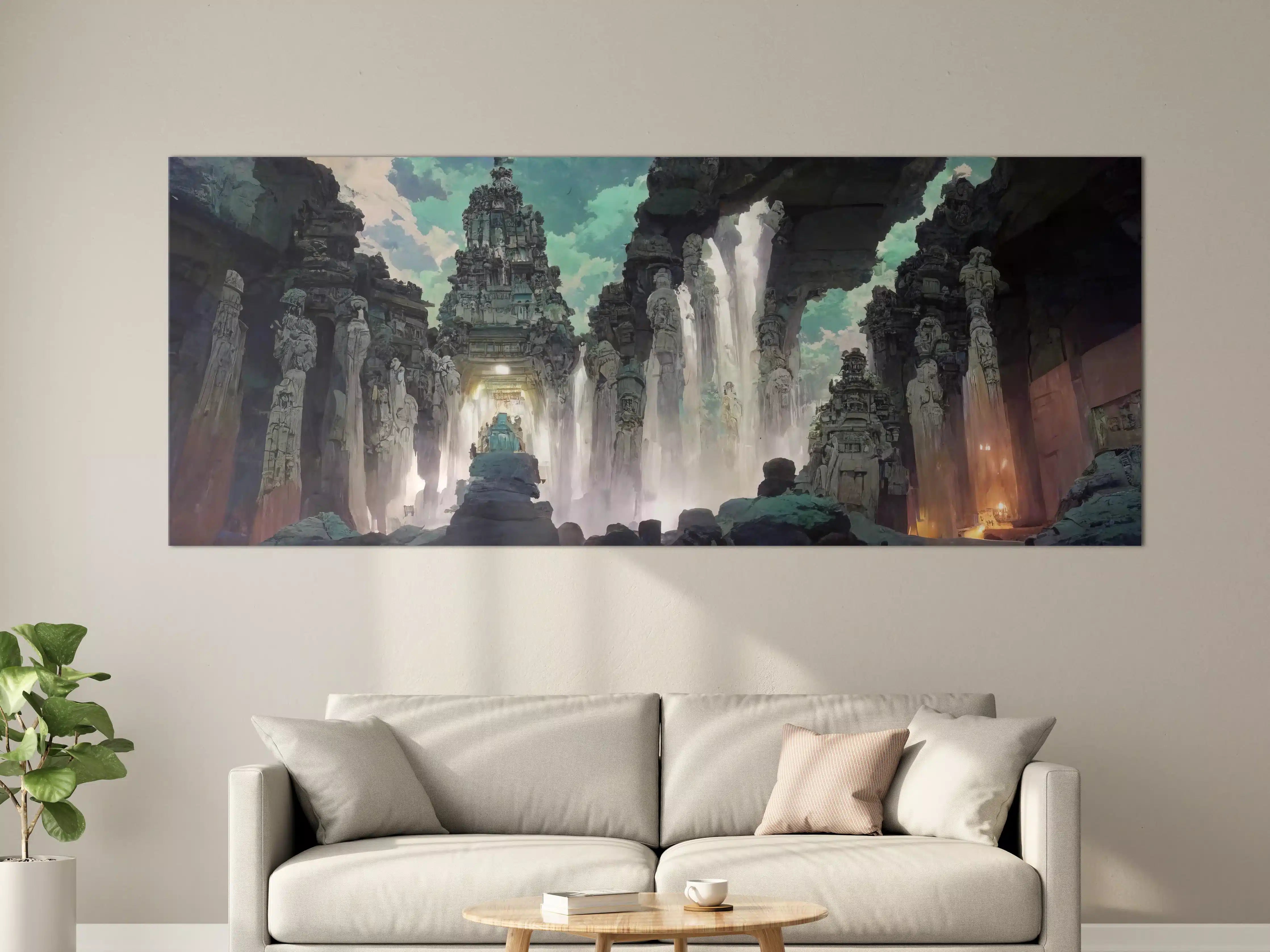 Große Wandbilder - Wasserfall in einer Höhle - Zeichnung