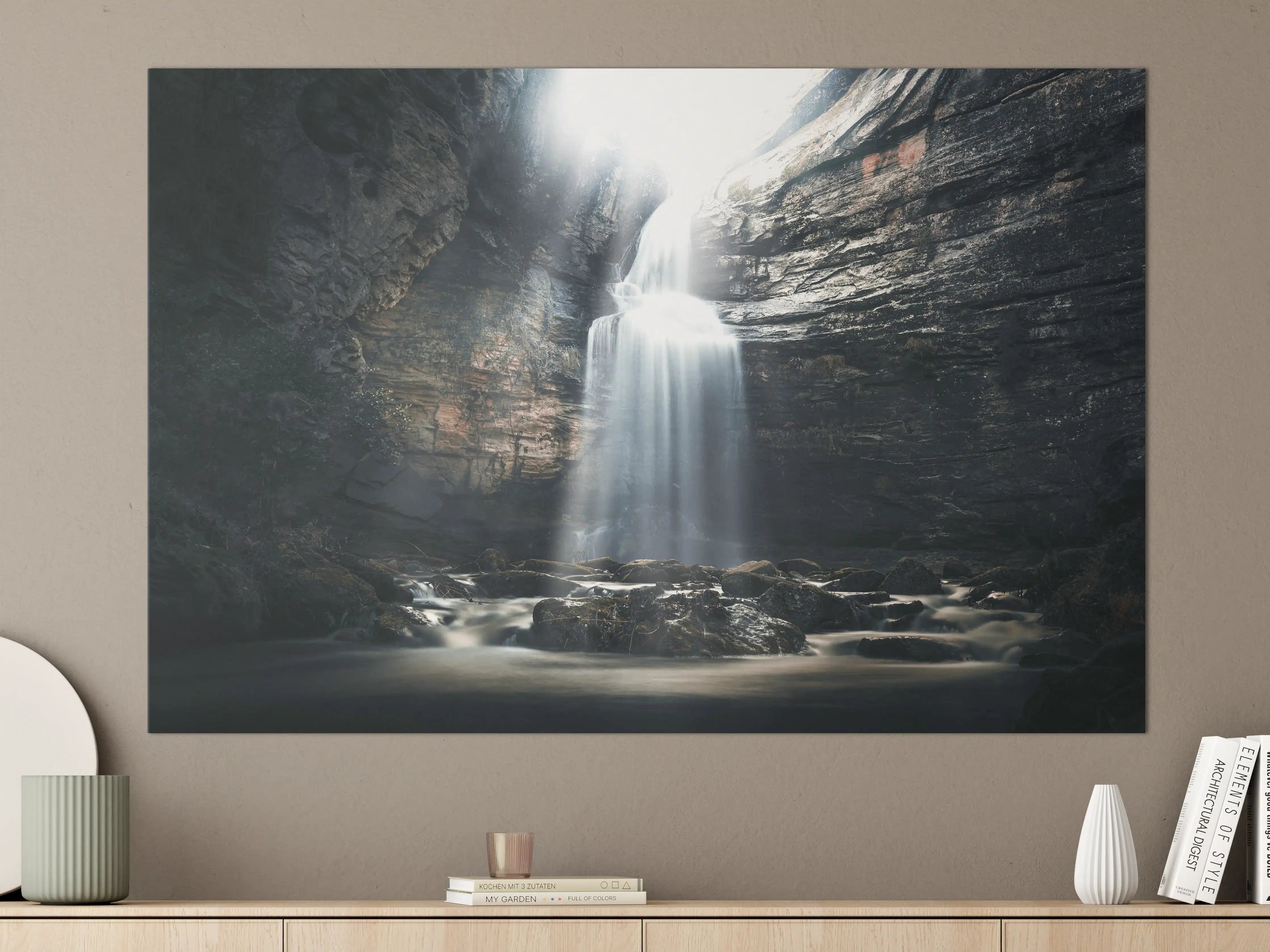 Große Wandbilder - Wasserfall in geheimnisvoller Schlucht