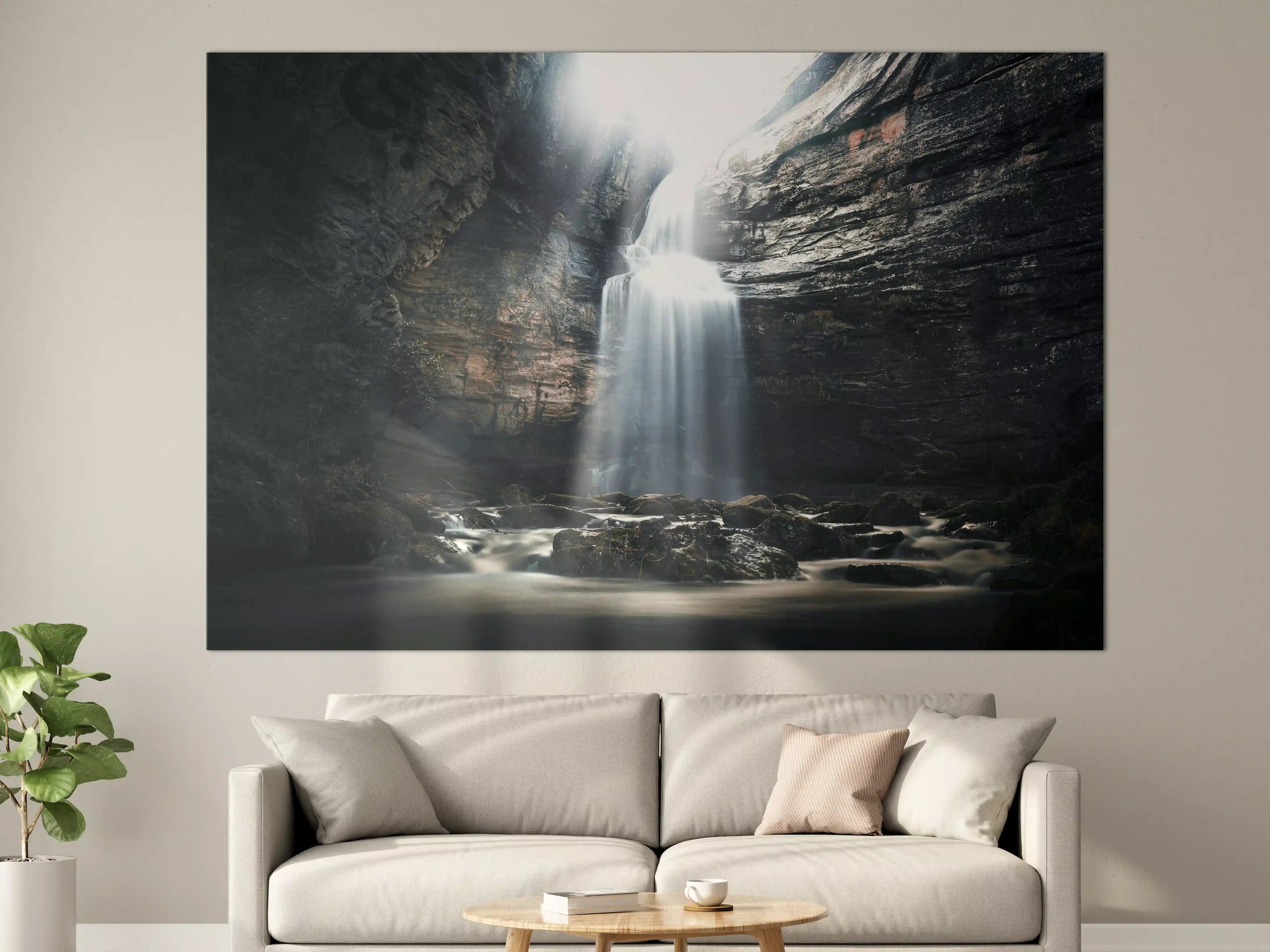 Große Wandbilder - Wasserfall in geheimnisvoller Schlucht