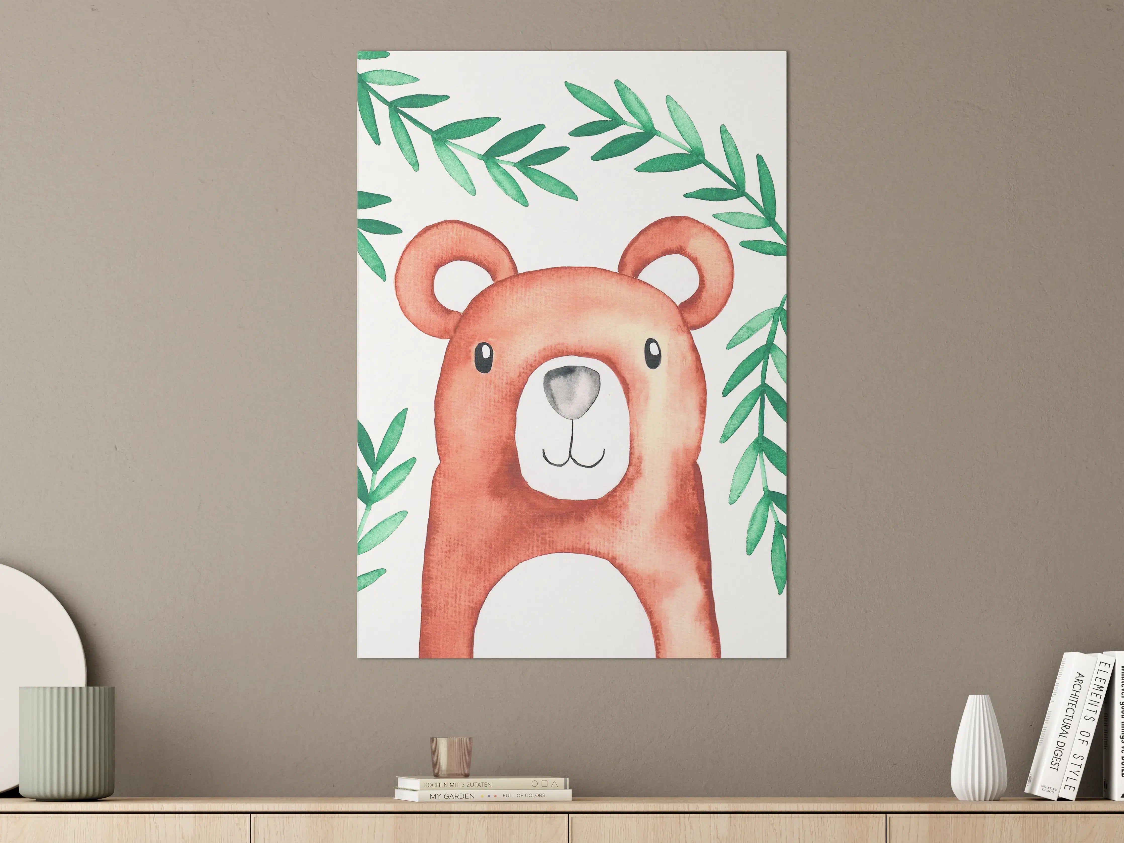 Große Wandbilder - Wasserfarben-Bär in Frühlingsgrün