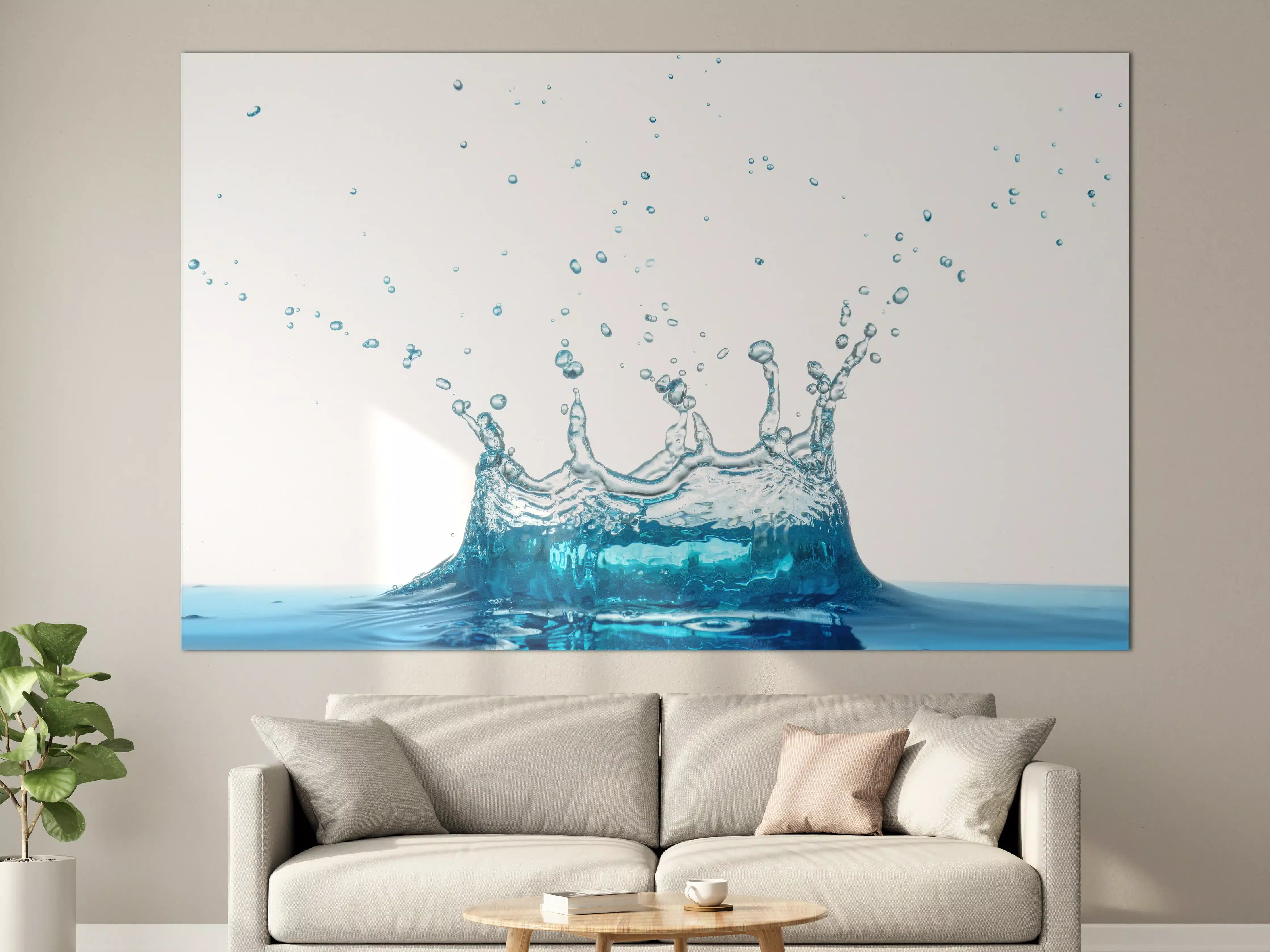 Große Wandbilder - Wassersplash in Blau und Weiß