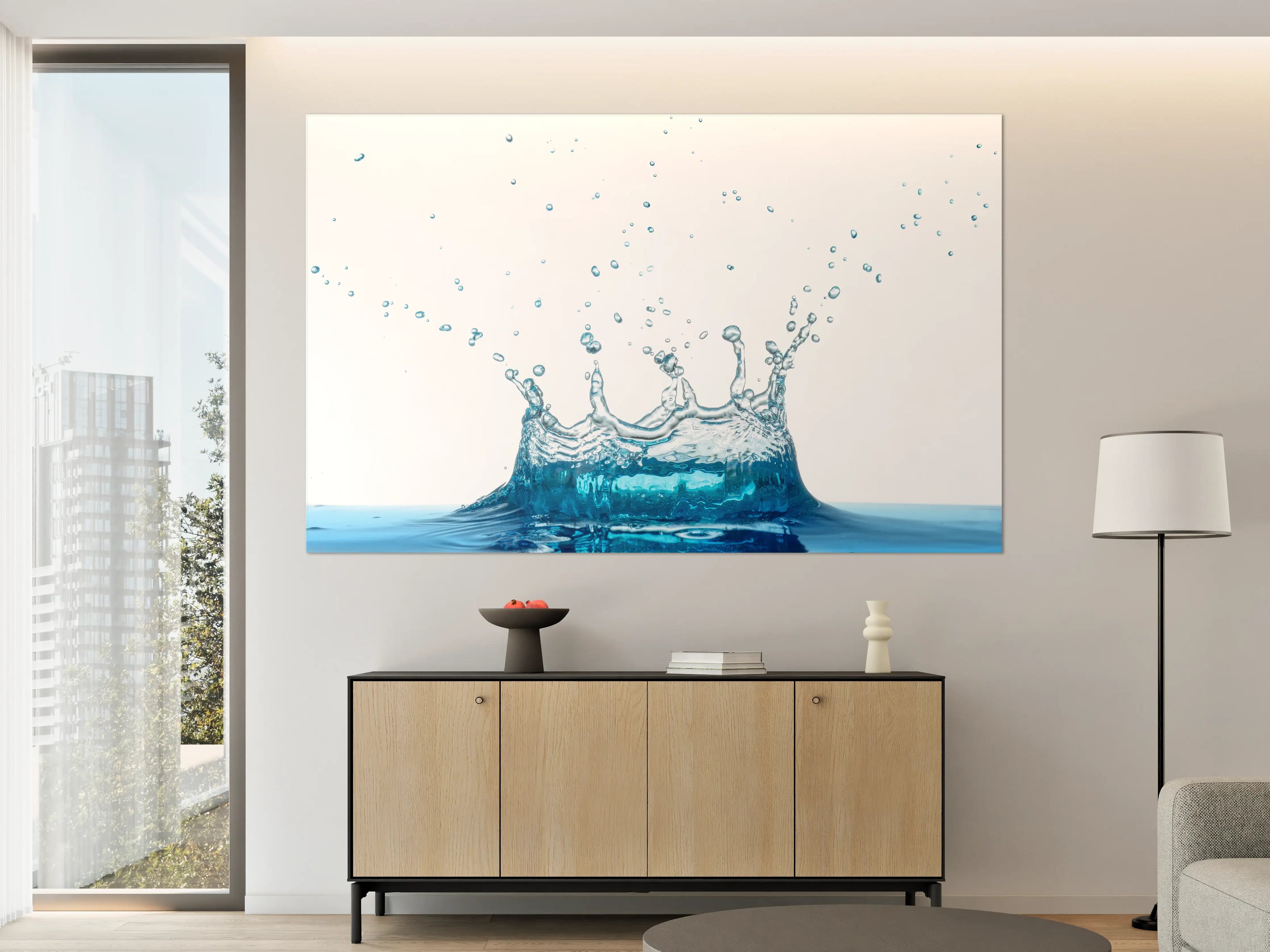 Große Wandbilder - Wassersplash in Blau und Weiß