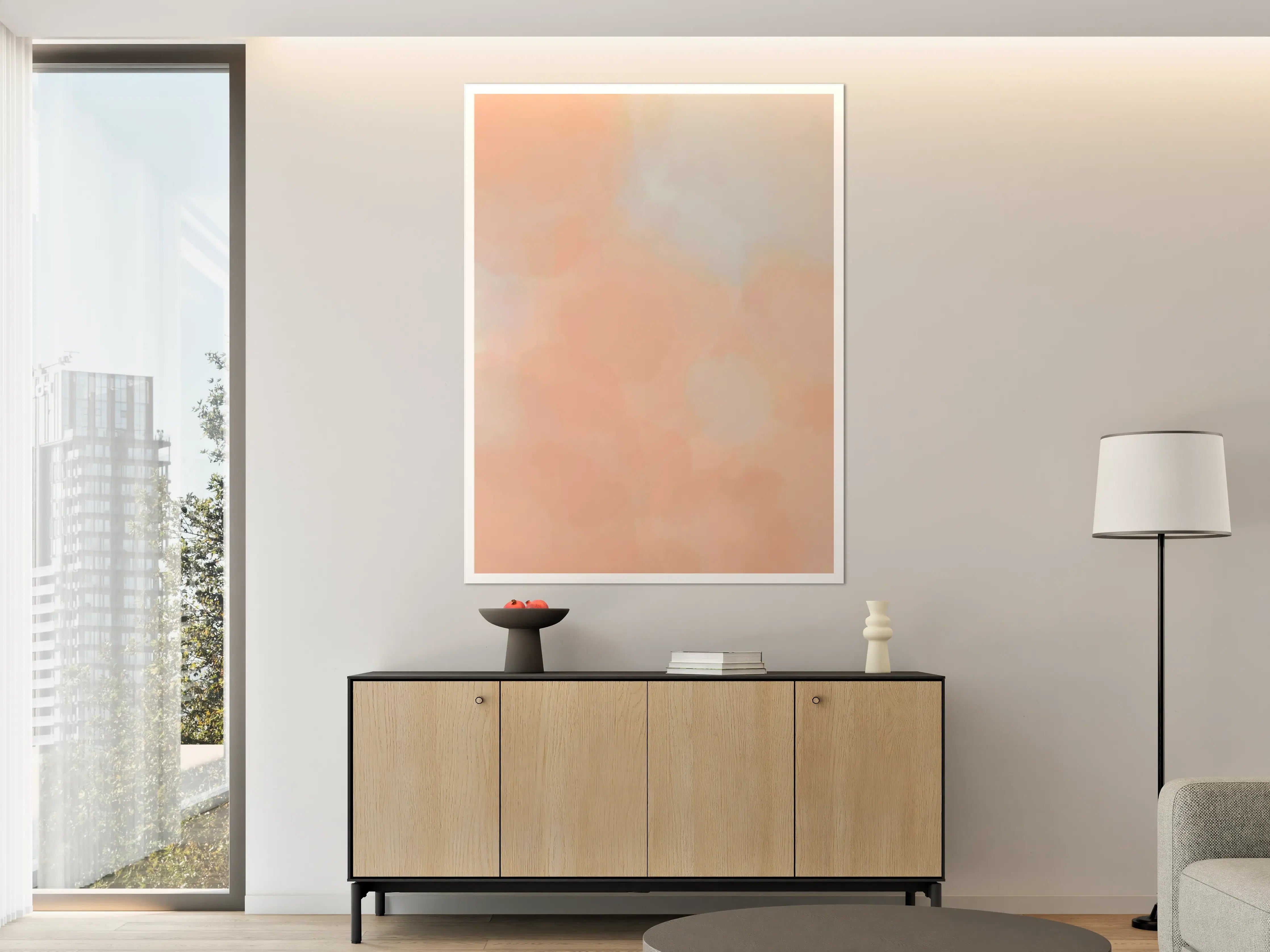 Große Wandbilder - Weiche Peach-Farbige Wasserfarben-Textur
