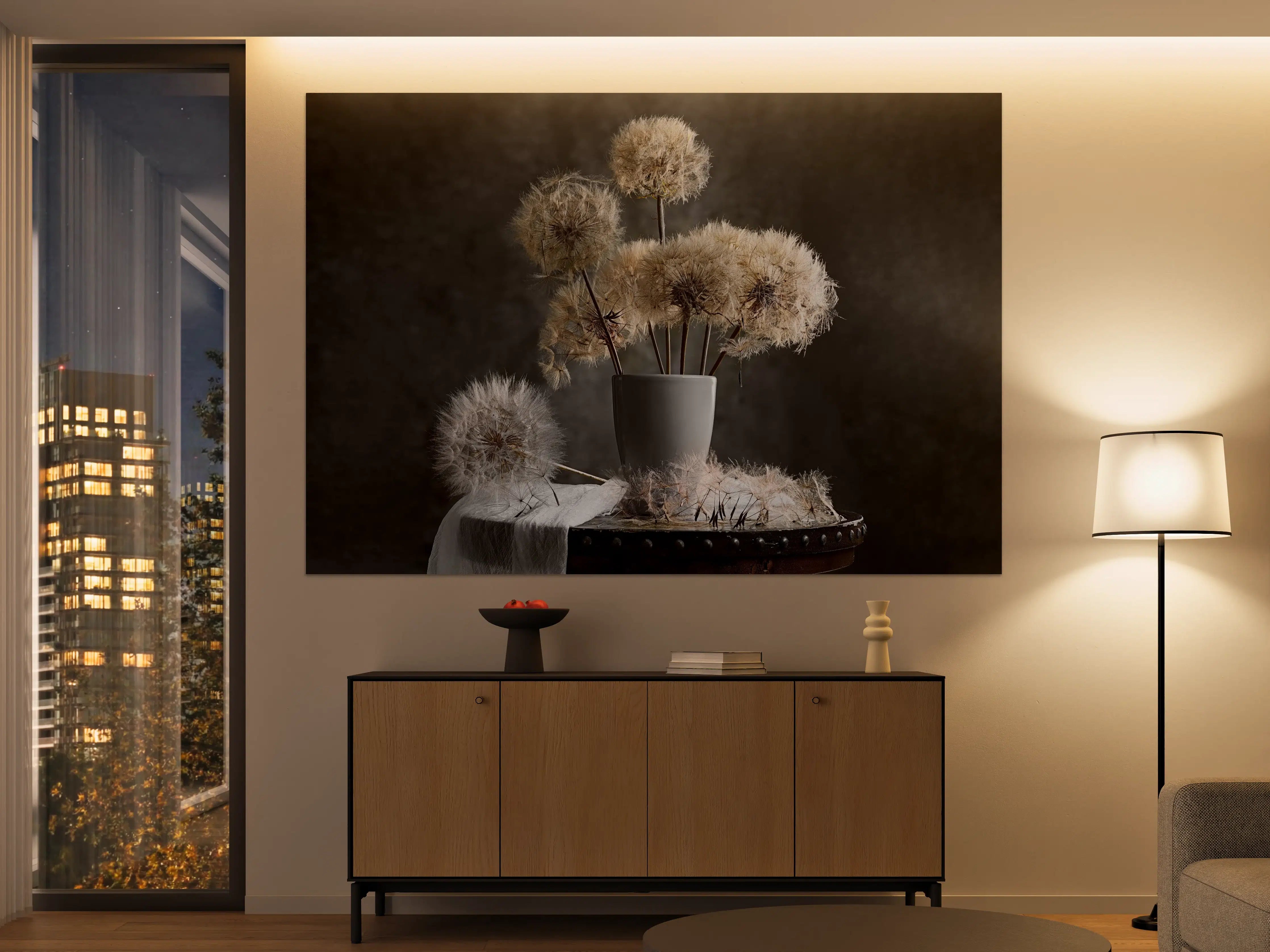 Große Wandbilder - Weiche Pusteblumen in stilvollem Display