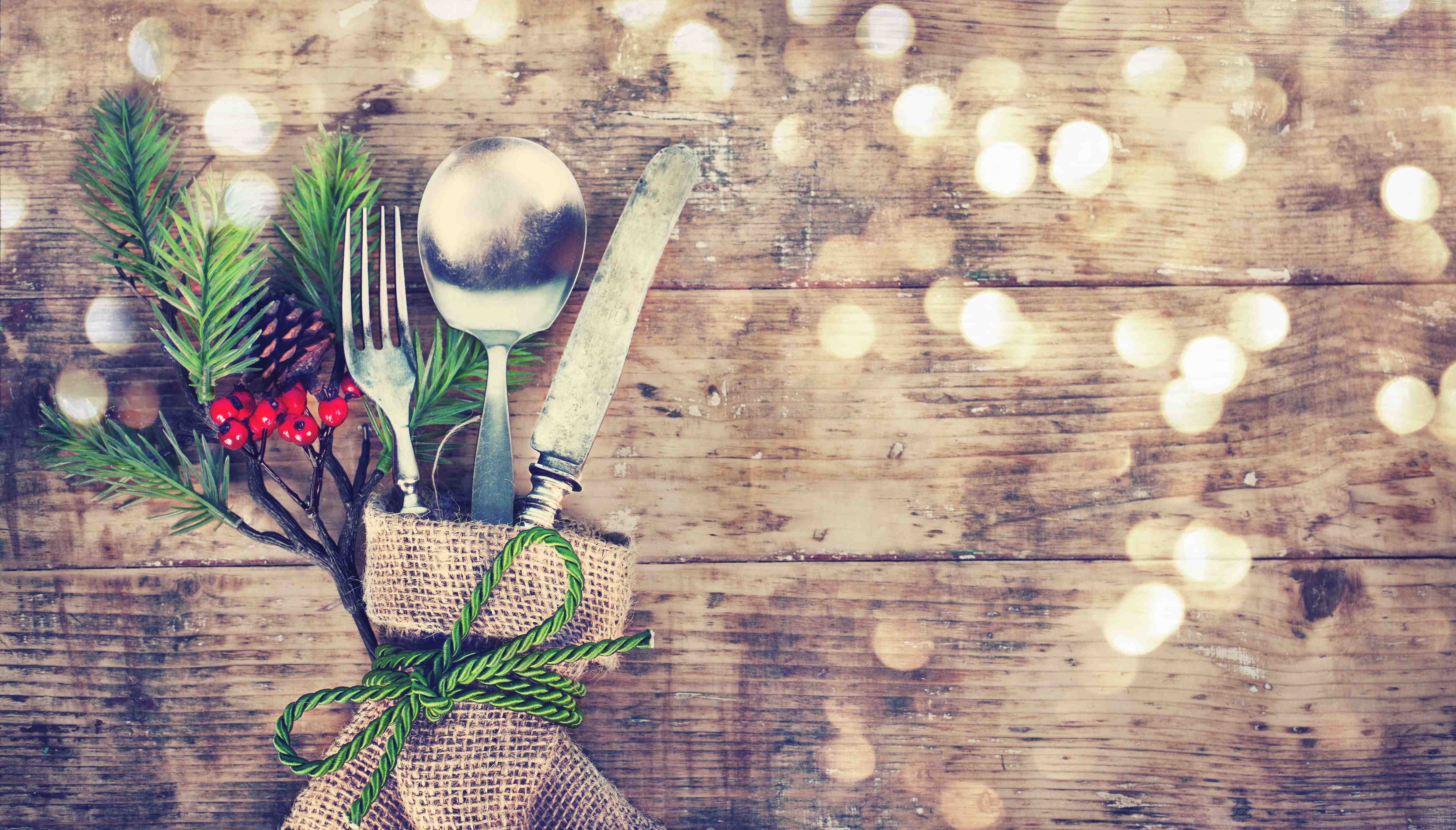 Große Wandbilder-Weihnachtlich angerichtetes Besteck