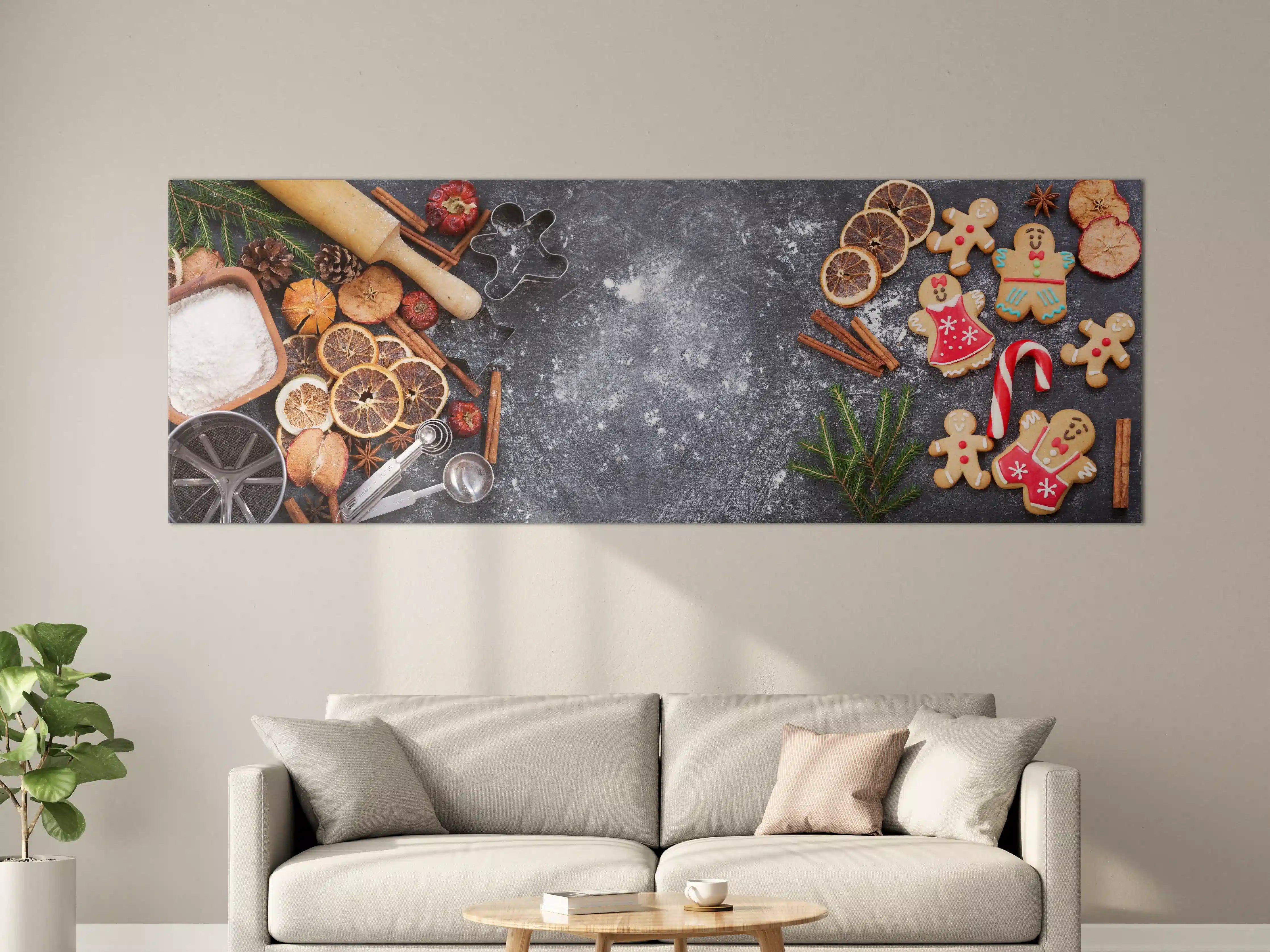 Große Wandbilder - Weihnachtsbäckerei mit Graunuancen
