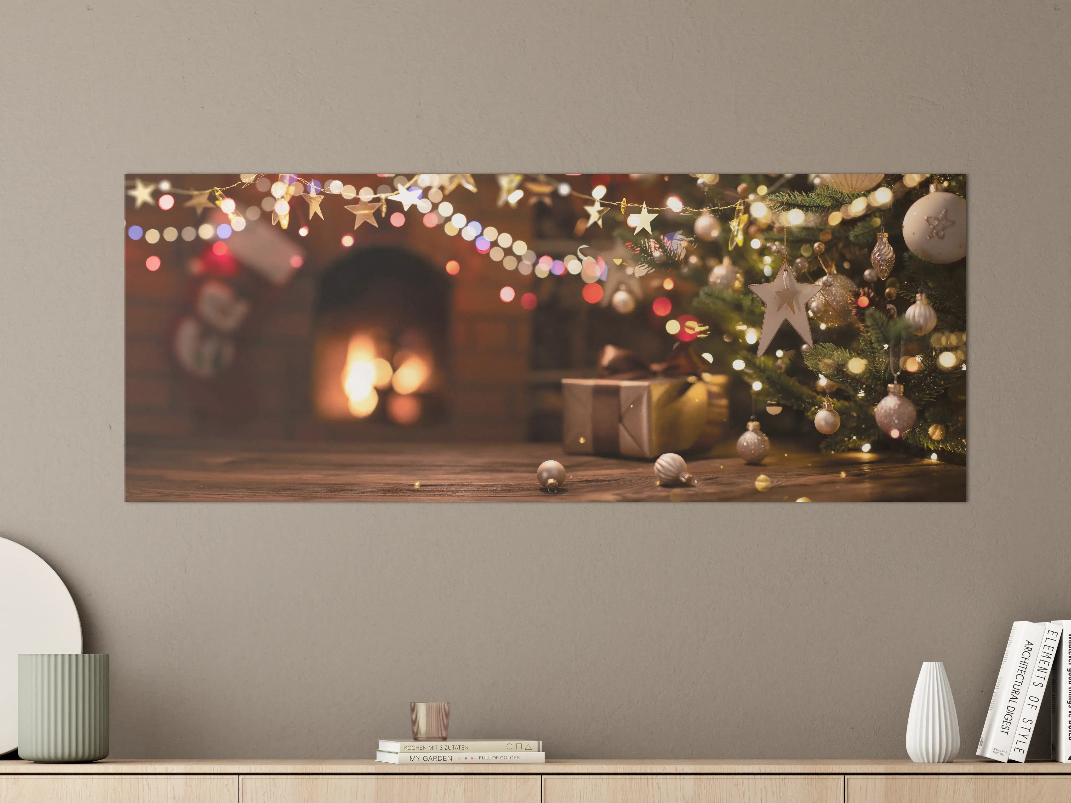 Große Wandbilder - Weihnachtsbaum mit Sterndeko