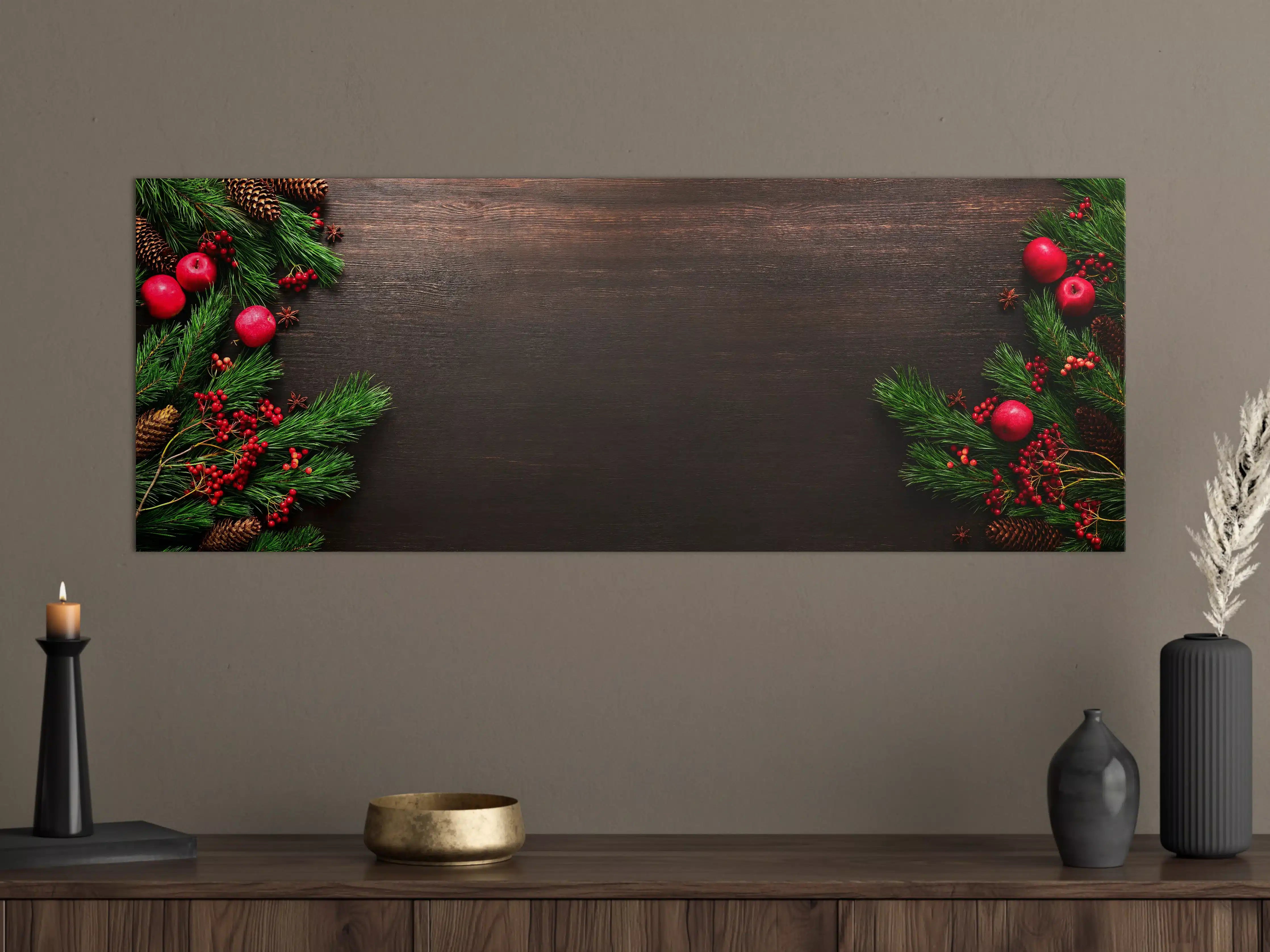 Große Wandbilder - Weihnachtsgruß Banner Dunkelrot