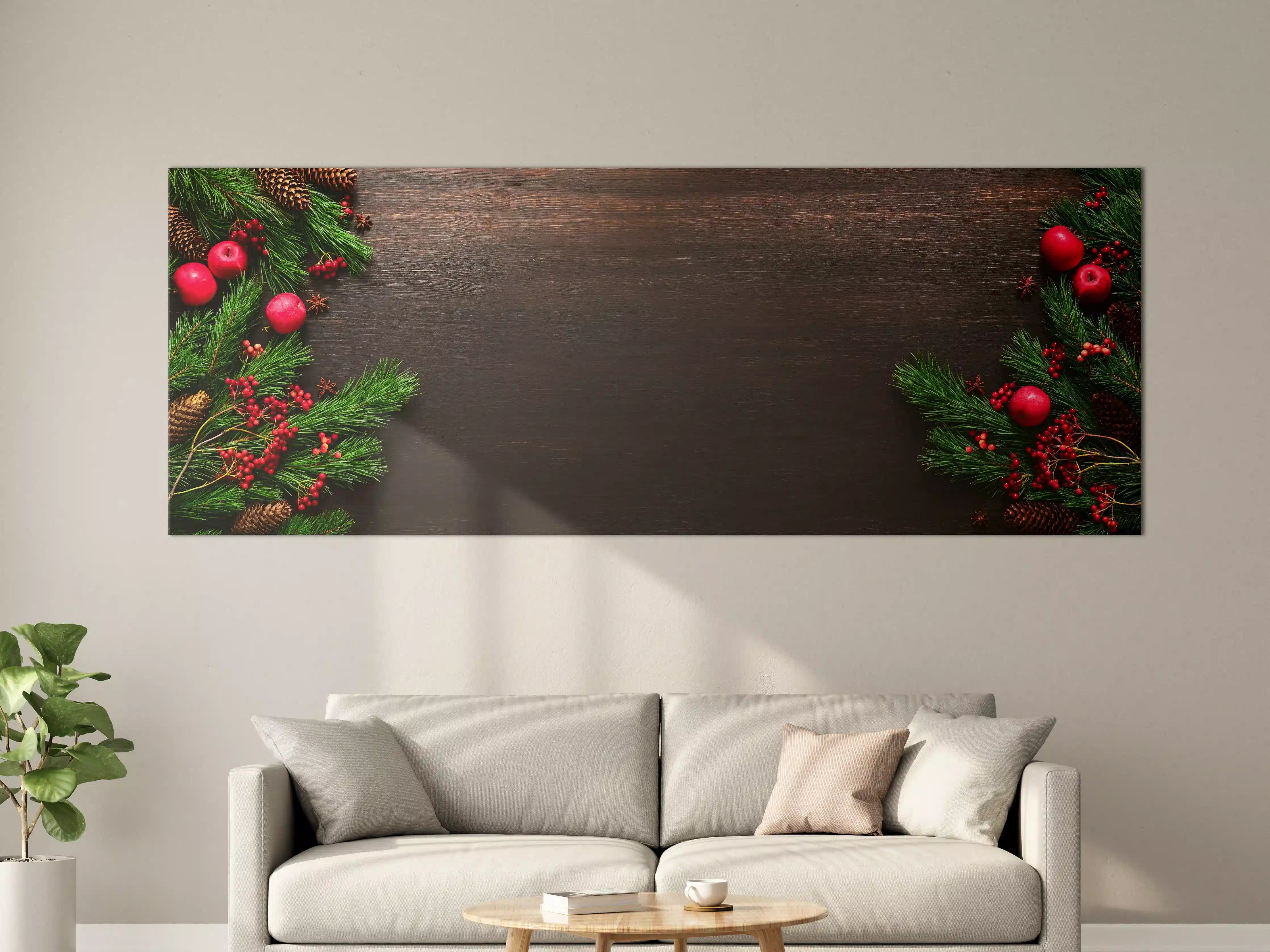 Große Wandbilder - Weihnachtsgruß Banner Dunkelrot
