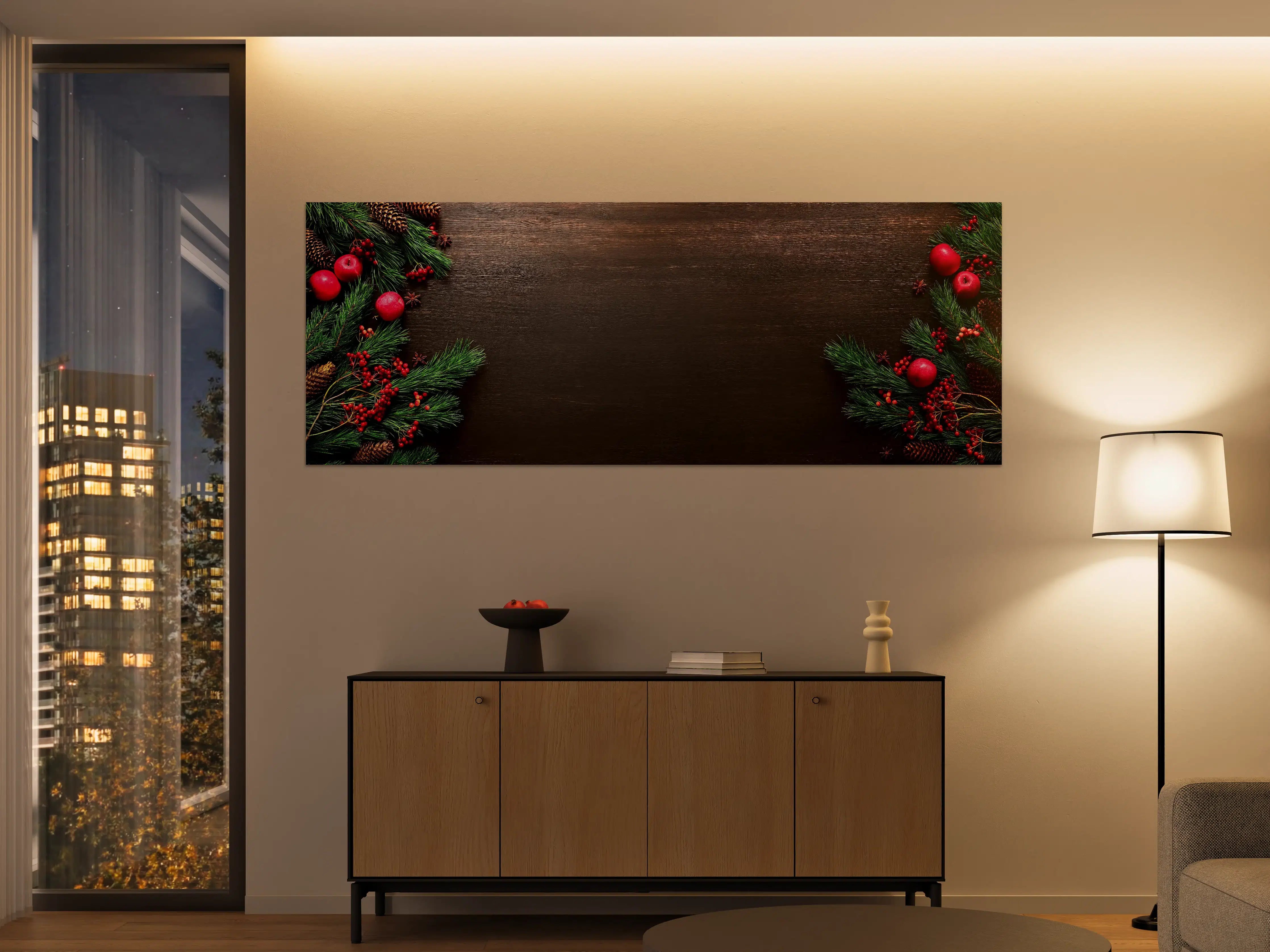 Große Wandbilder - Weihnachtsgruß Banner Dunkelrot