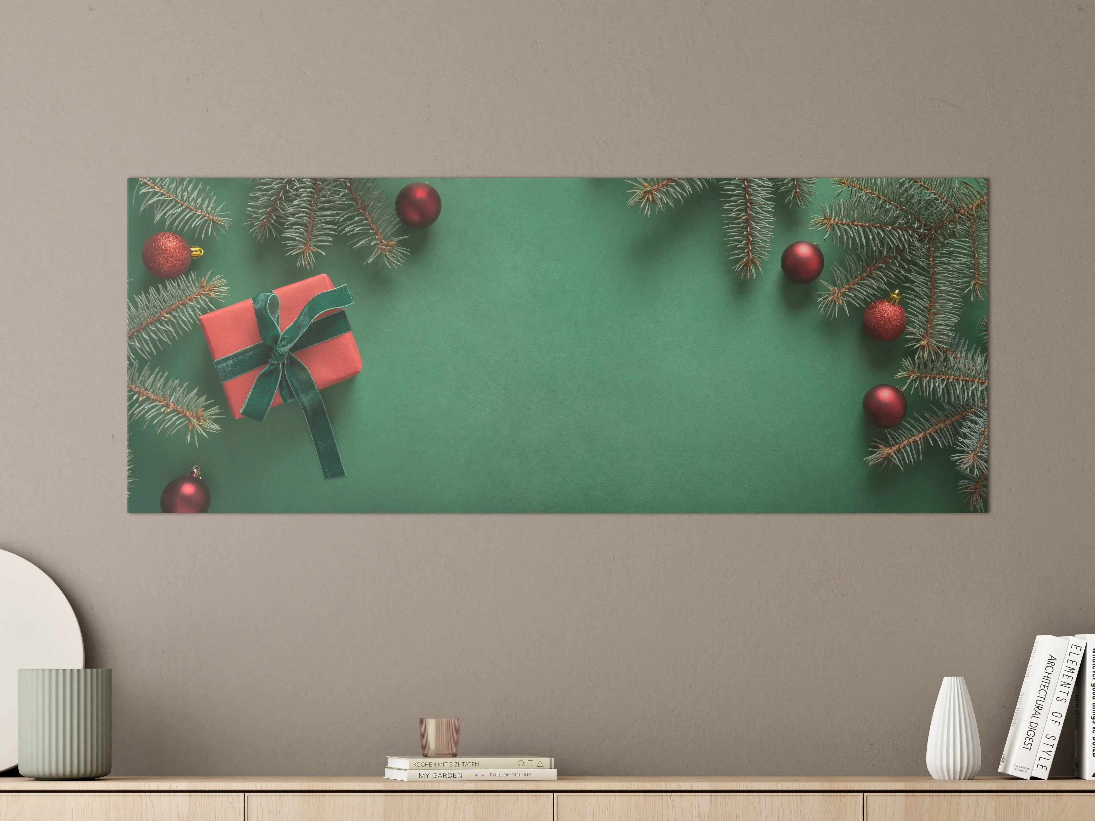 Große Wandbilder - Weihnachtsrahmen auf grünem Hintergrund